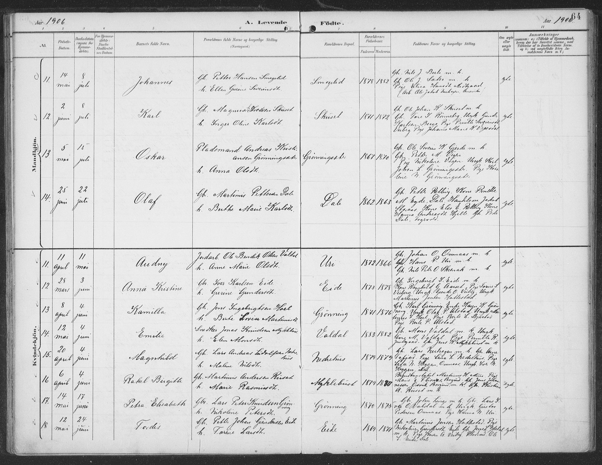 Ministerialprotokoller, klokkerbøker og fødselsregistre - Møre og Romsdal, AV/SAT-A-1454/519/L0256: Parish register (official) no. 519A15, 1895-1912, p. 64