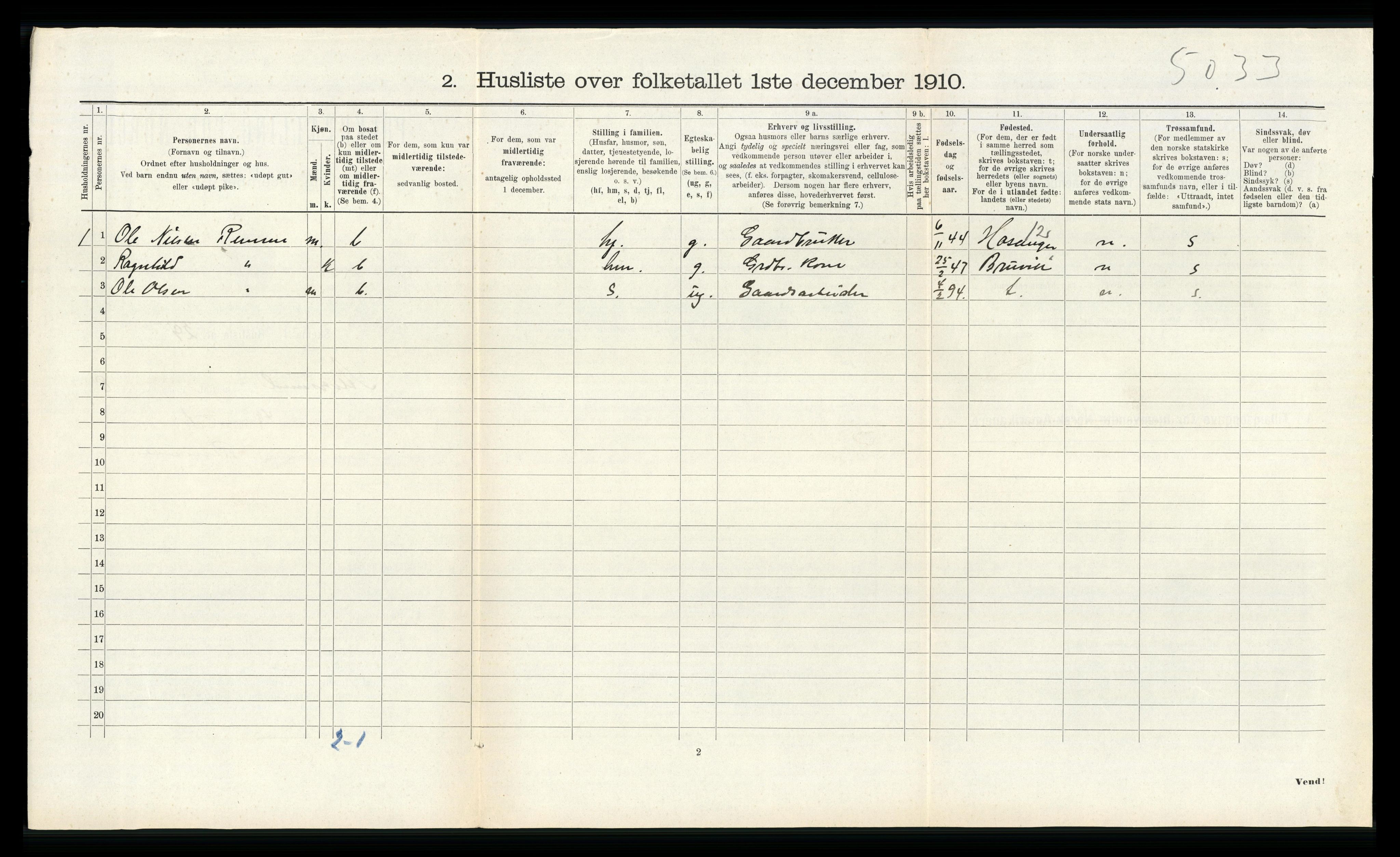 RA, 1910 census for Alversund, 1910, p. 627