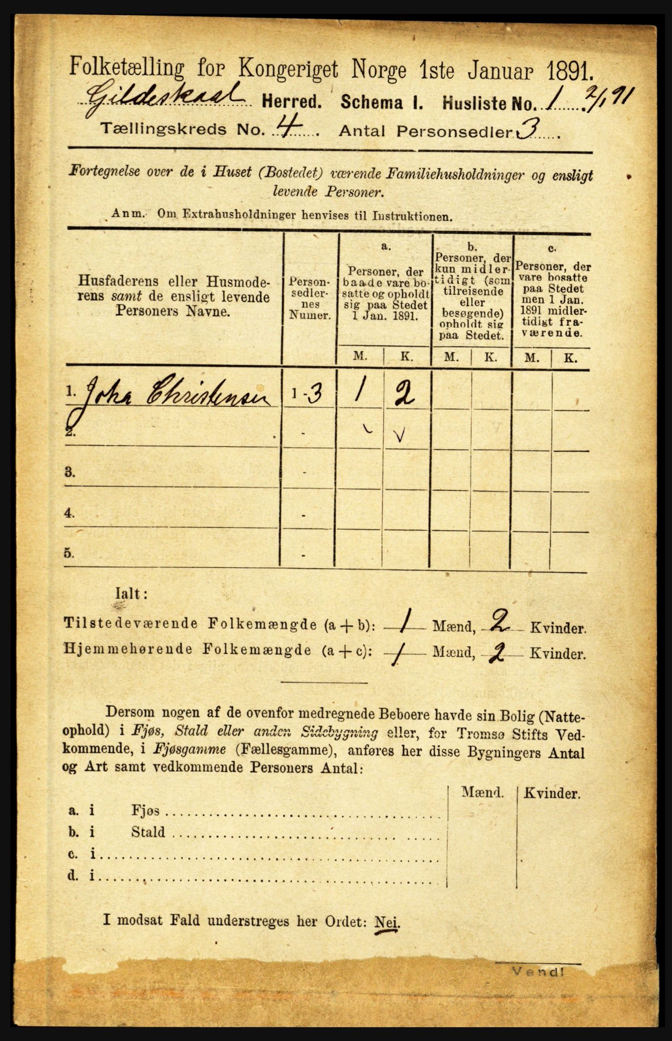 RA, 1891 census for 1838 Gildeskål, 1891, p. 999