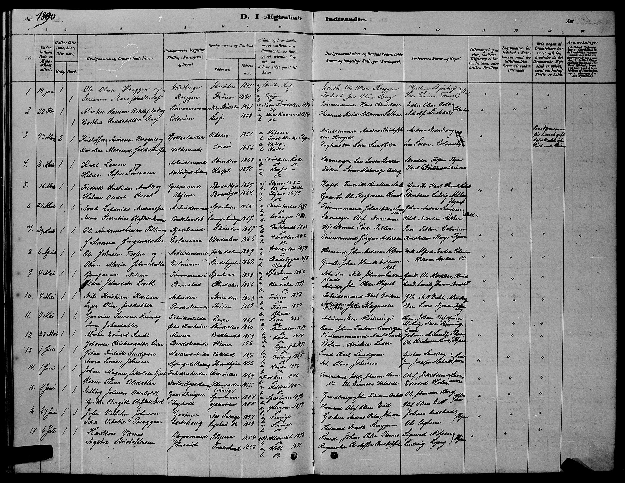 Ministerialprotokoller, klokkerbøker og fødselsregistre - Sør-Trøndelag, AV/SAT-A-1456/606/L0312: Parish register (copy) no. 606C08, 1878-1894