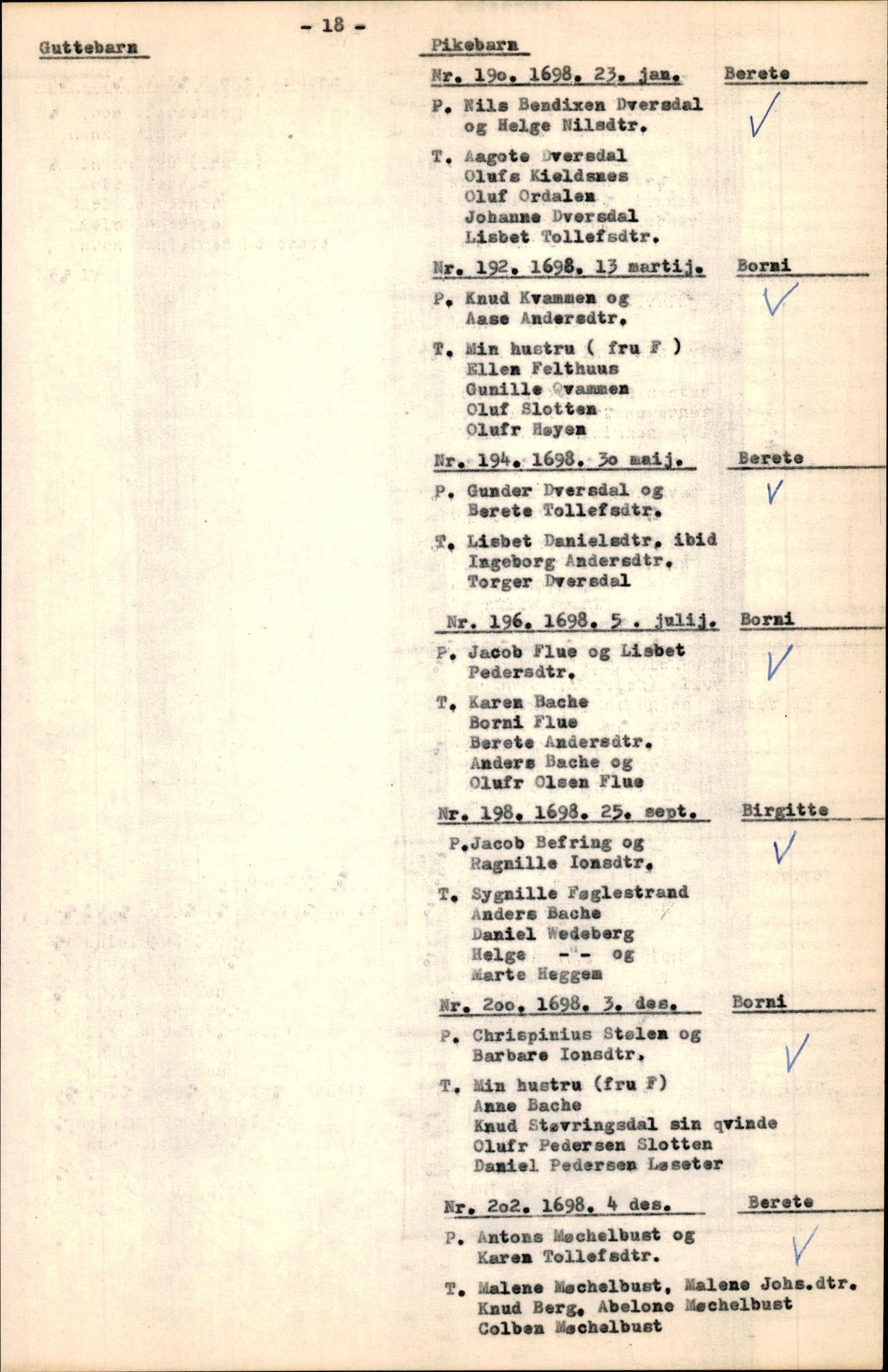Samling av fulltekstavskrifter, SAB/FULLTEKST/B/14/0005: Jølster sokneprestembete, ministerialbok nr. A 1, 1696-1728, p. 19