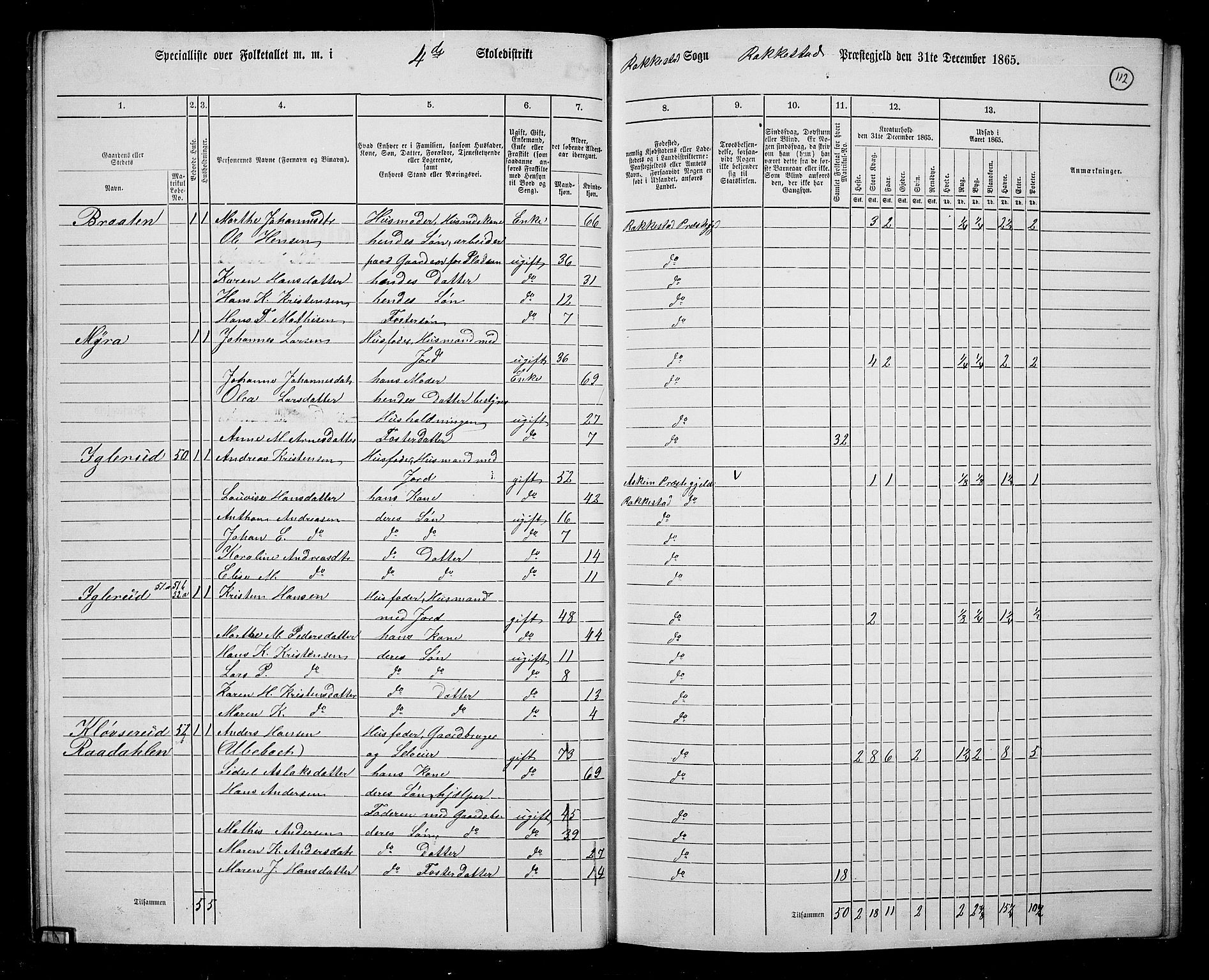 RA, 1865 census for Rakkestad, 1865, p. 110
