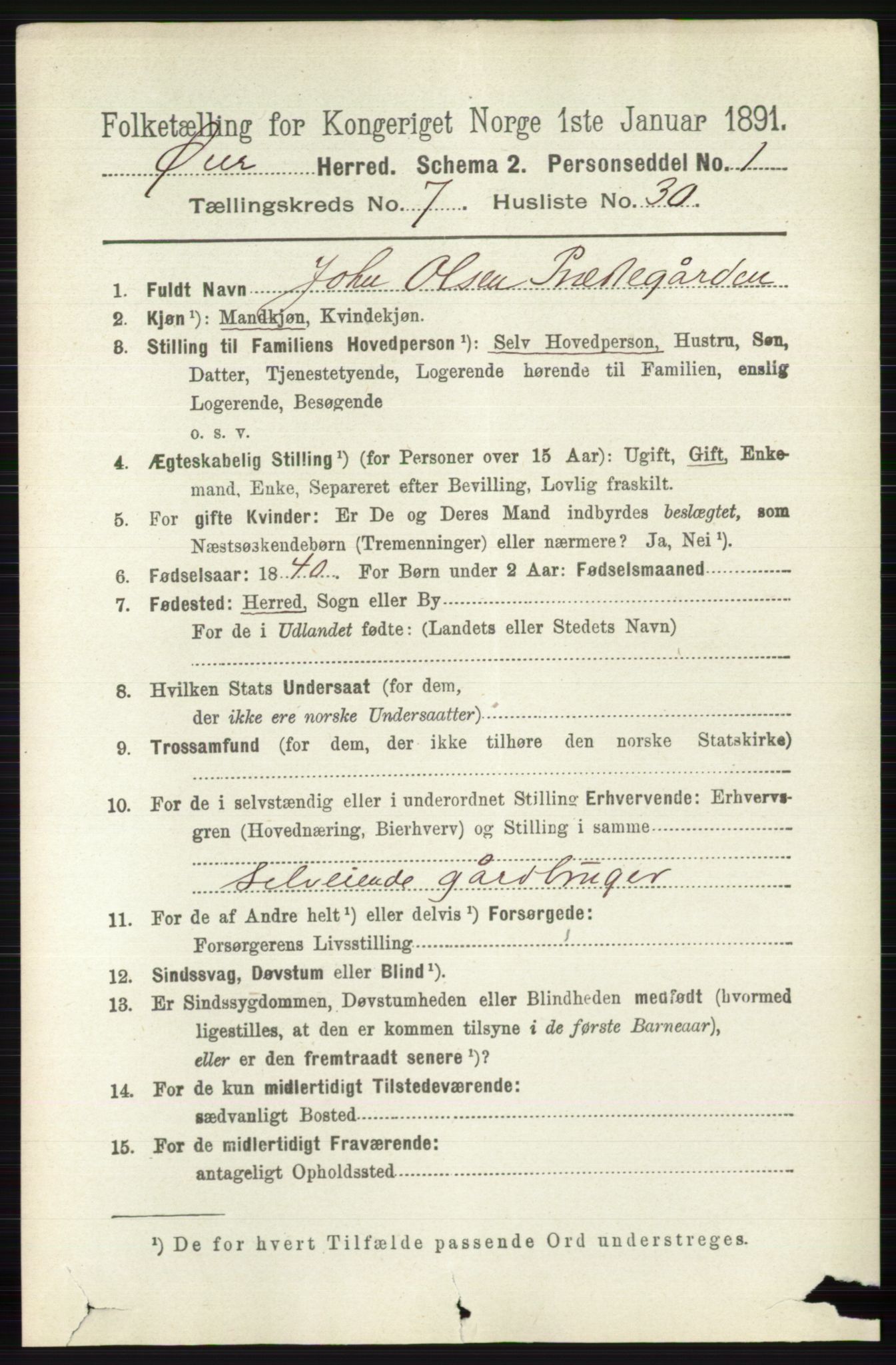 RA, 1891 census for 0521 Øyer, 1891, p. 2640