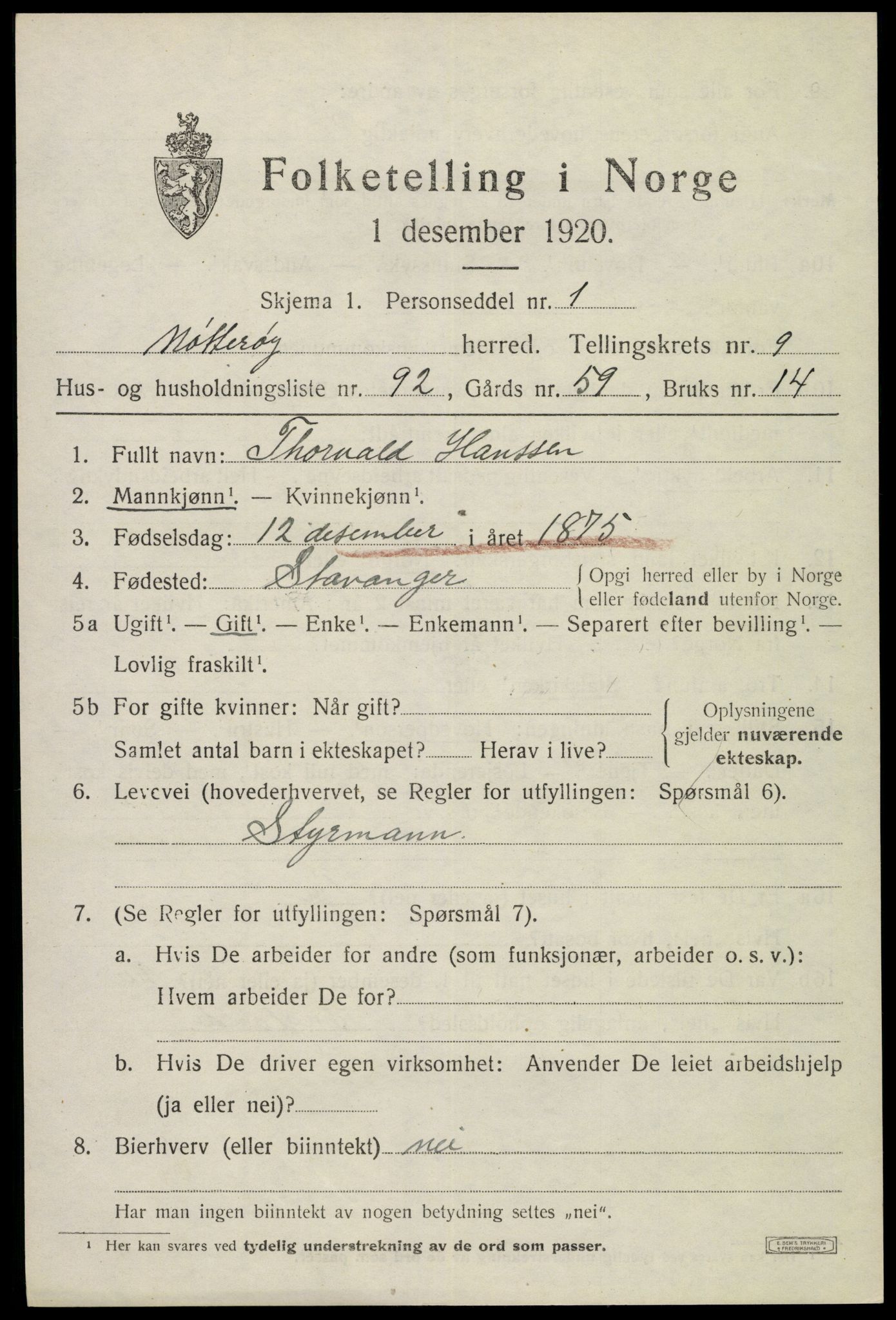 SAKO, 1920 census for Nøtterøy, 1920, p. 12337