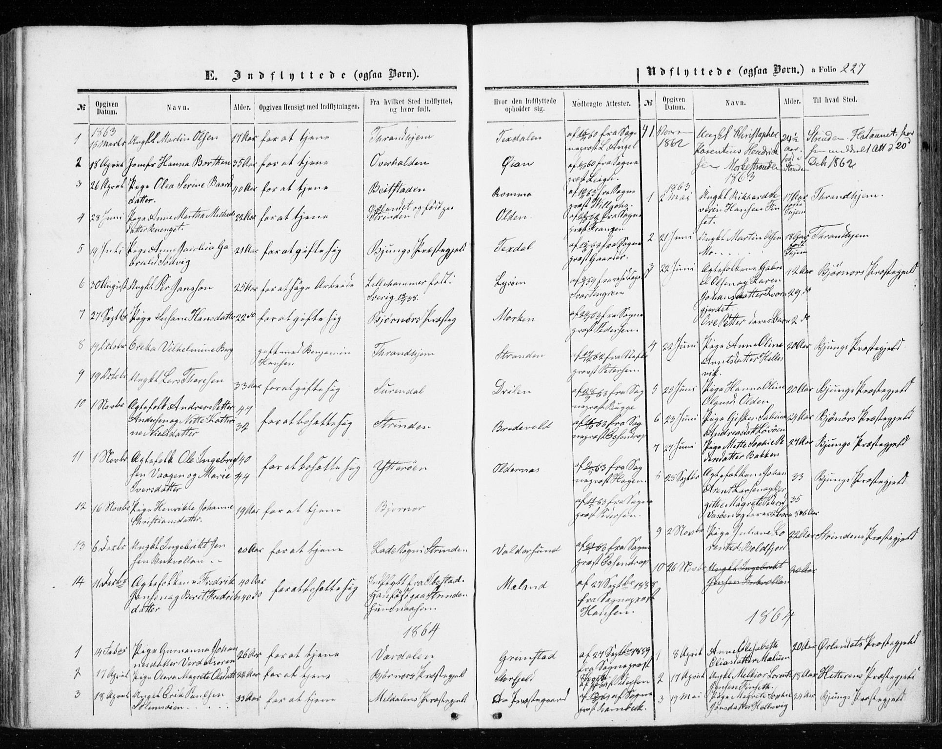 Ministerialprotokoller, klokkerbøker og fødselsregistre - Sør-Trøndelag, SAT/A-1456/655/L0678: Parish register (official) no. 655A07, 1861-1873, p. 227