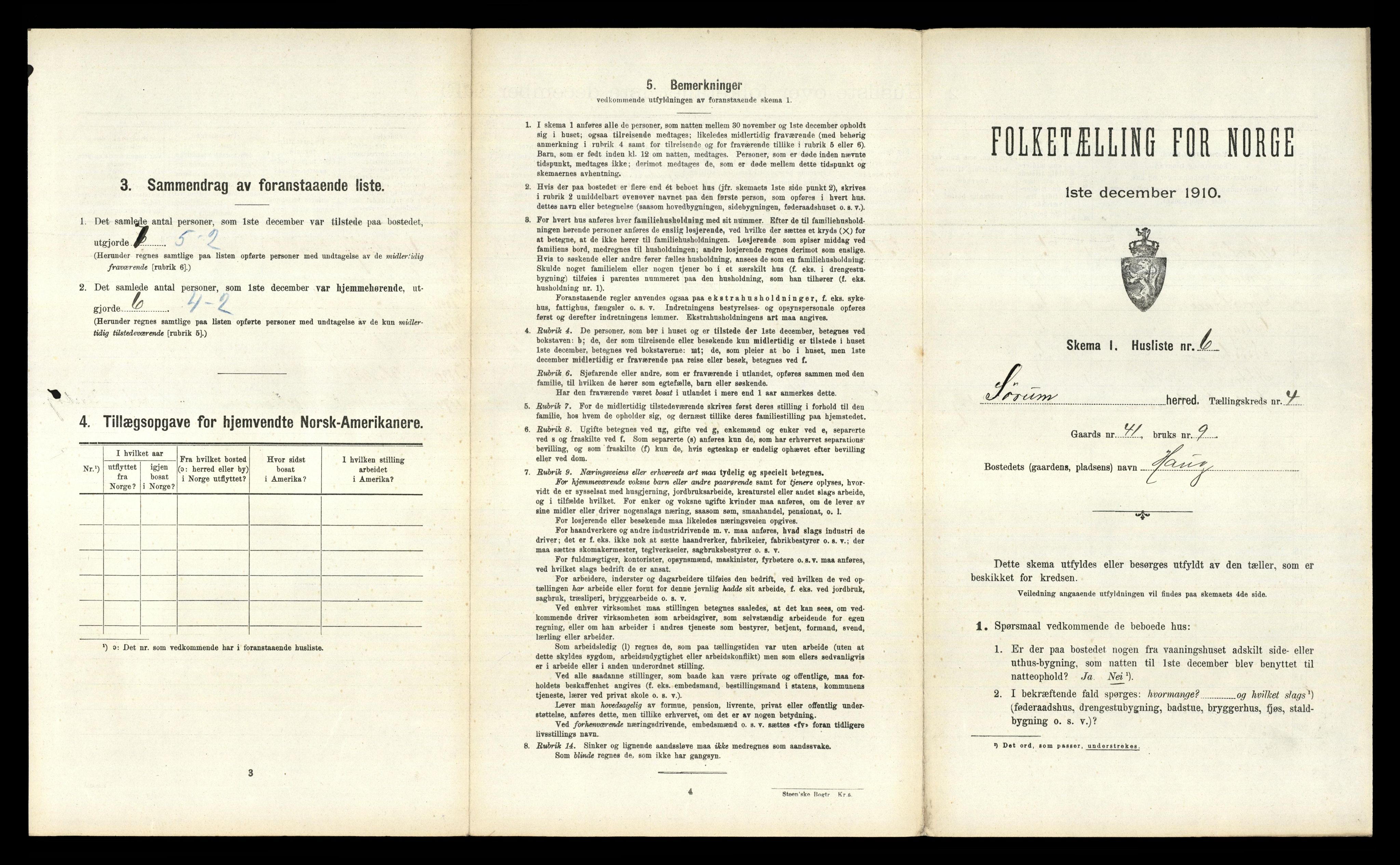 RA, 1910 census for Sørum, 1910, p. 421