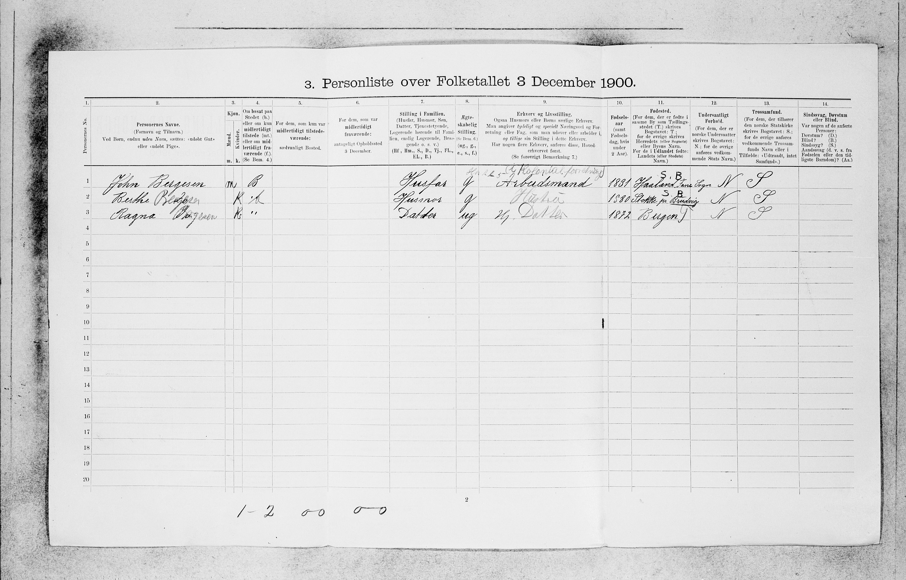 SAB, 1900 census for Bergen, 1900, p. 21486