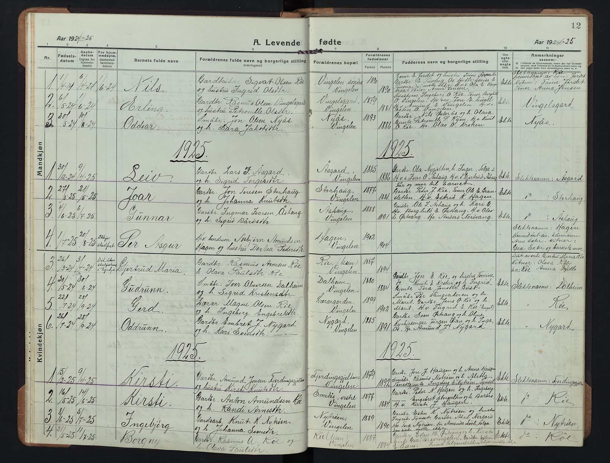 Tolga prestekontor, AV/SAH-PREST-062/L/L0015: Parish register (copy) no. 15, 1919-1946, p. 12