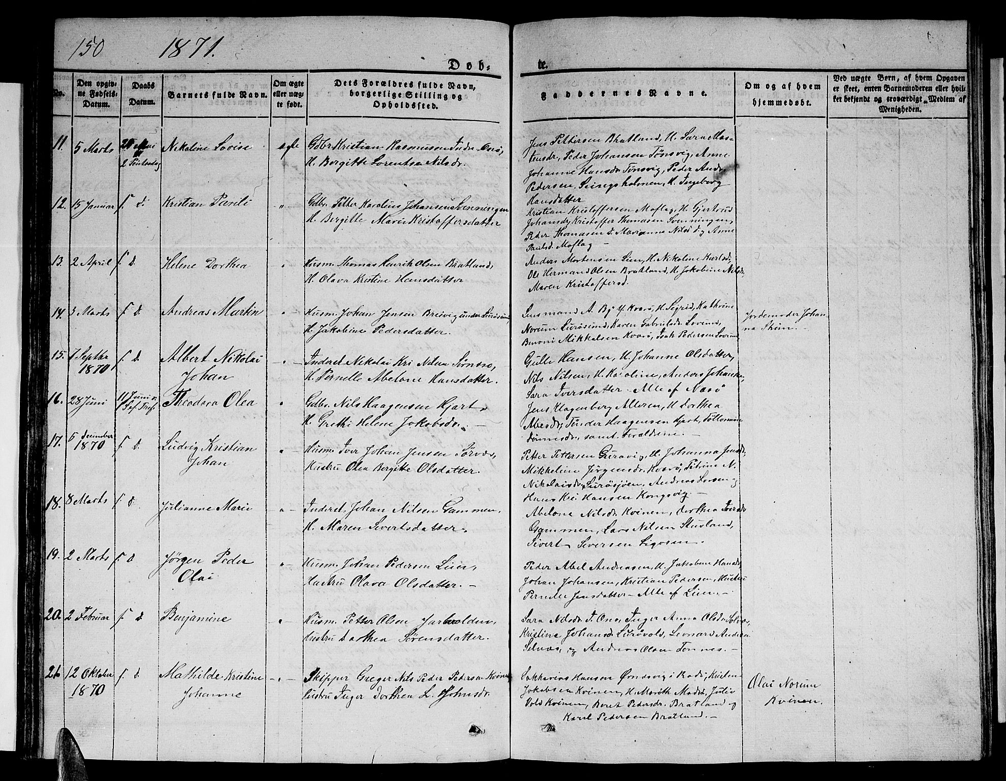 Ministerialprotokoller, klokkerbøker og fødselsregistre - Nordland, SAT/A-1459/839/L0572: Parish register (copy) no. 839C02, 1841-1873, p. 150