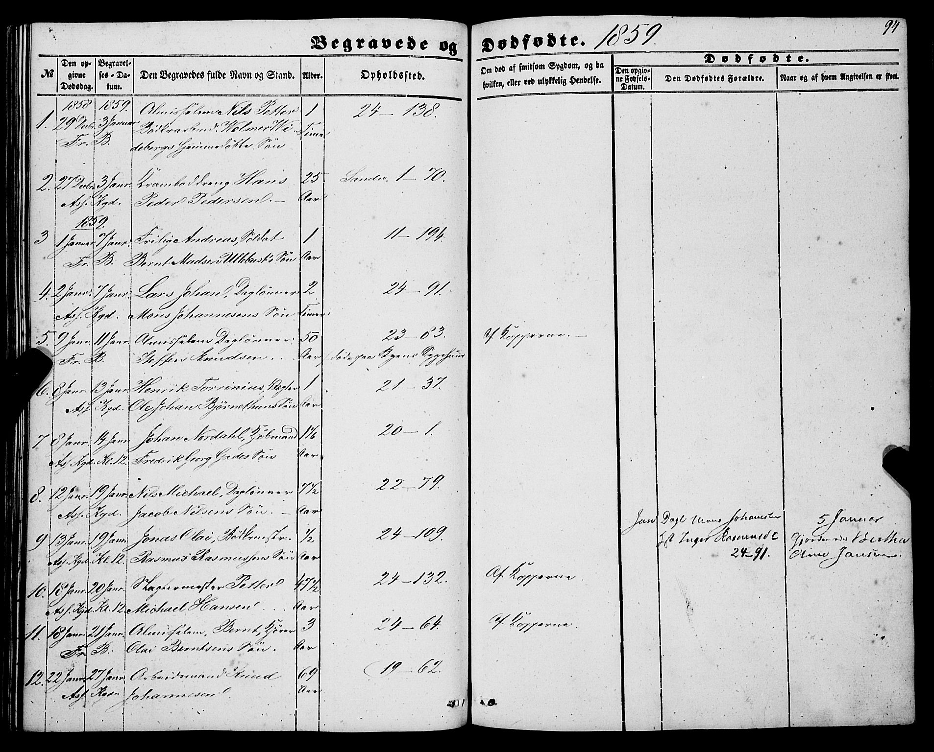 Korskirken sokneprestembete, SAB/A-76101/H/Haa: Parish register (official) no. E 2, 1848-1862, p. 94
