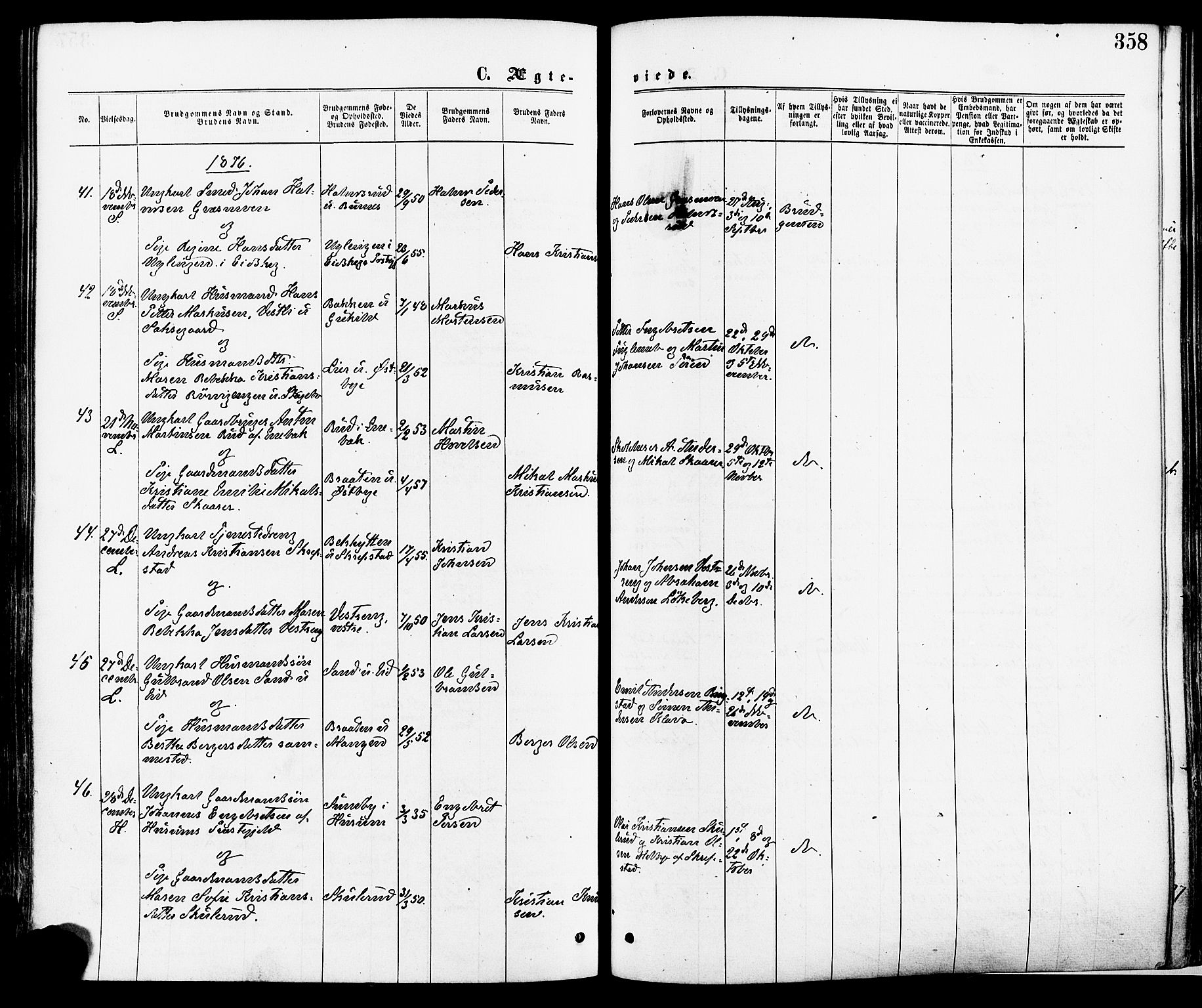 Høland prestekontor Kirkebøker, SAO/A-10346a/F/Fa/L0012.a: Parish register (official) no. I 12A, 1869-1879, p. 358