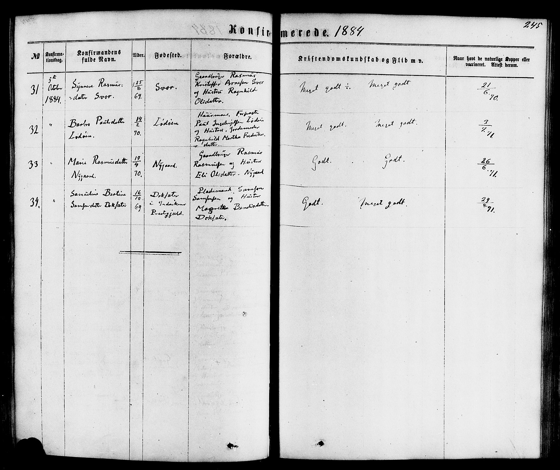 Hornindal sokneprestembete, AV/SAB-A-82401/H/Haa/Haaa/L0002: Parish register (official) no. A 2, 1867-1884, p. 245