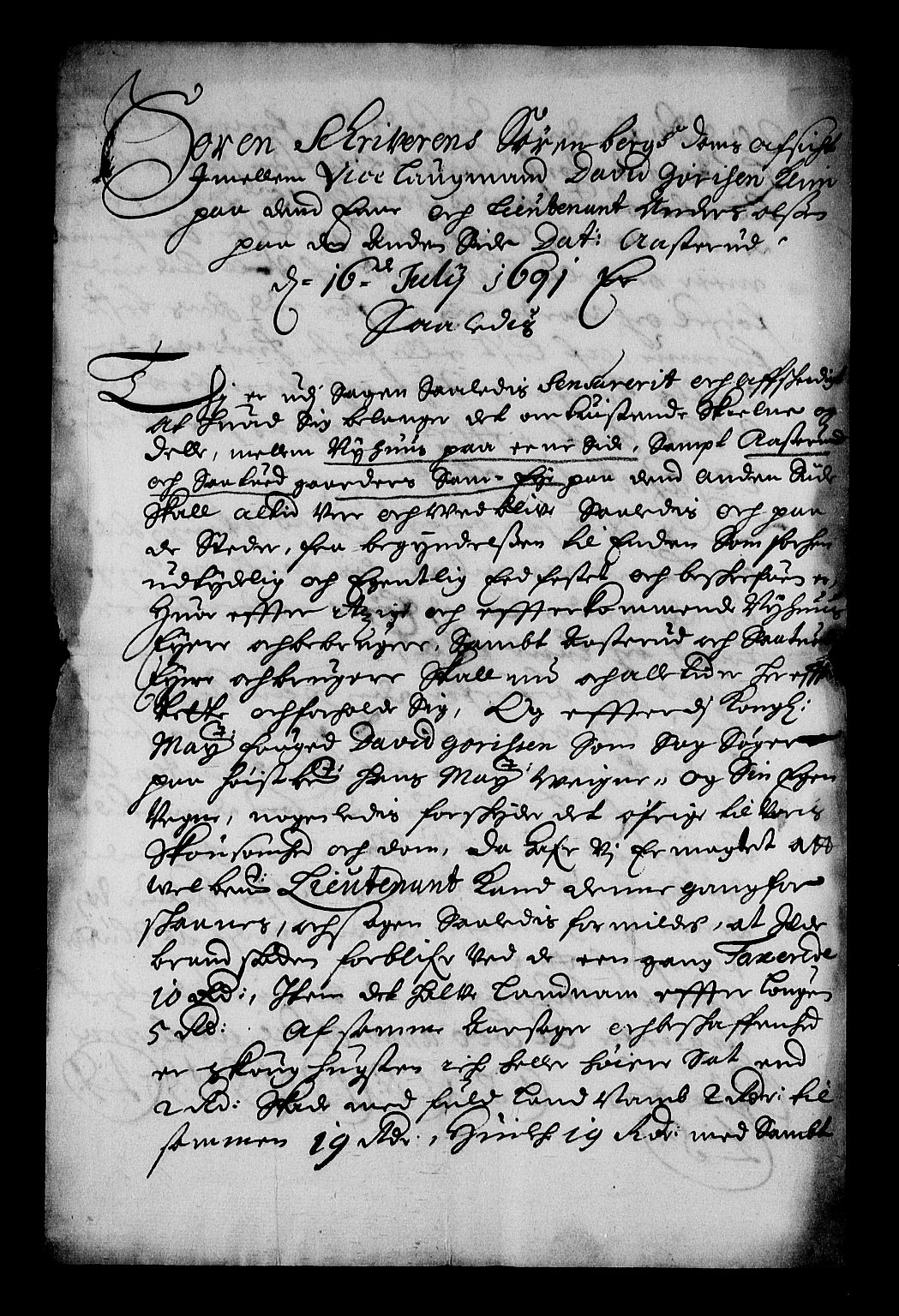 Stattholderembetet 1572-1771, RA/EA-2870/Af/L0004: Avskrifter av vedlegg til originale supplikker, nummerert i samsvar med supplikkbøkene, 1691-1694, p. 145