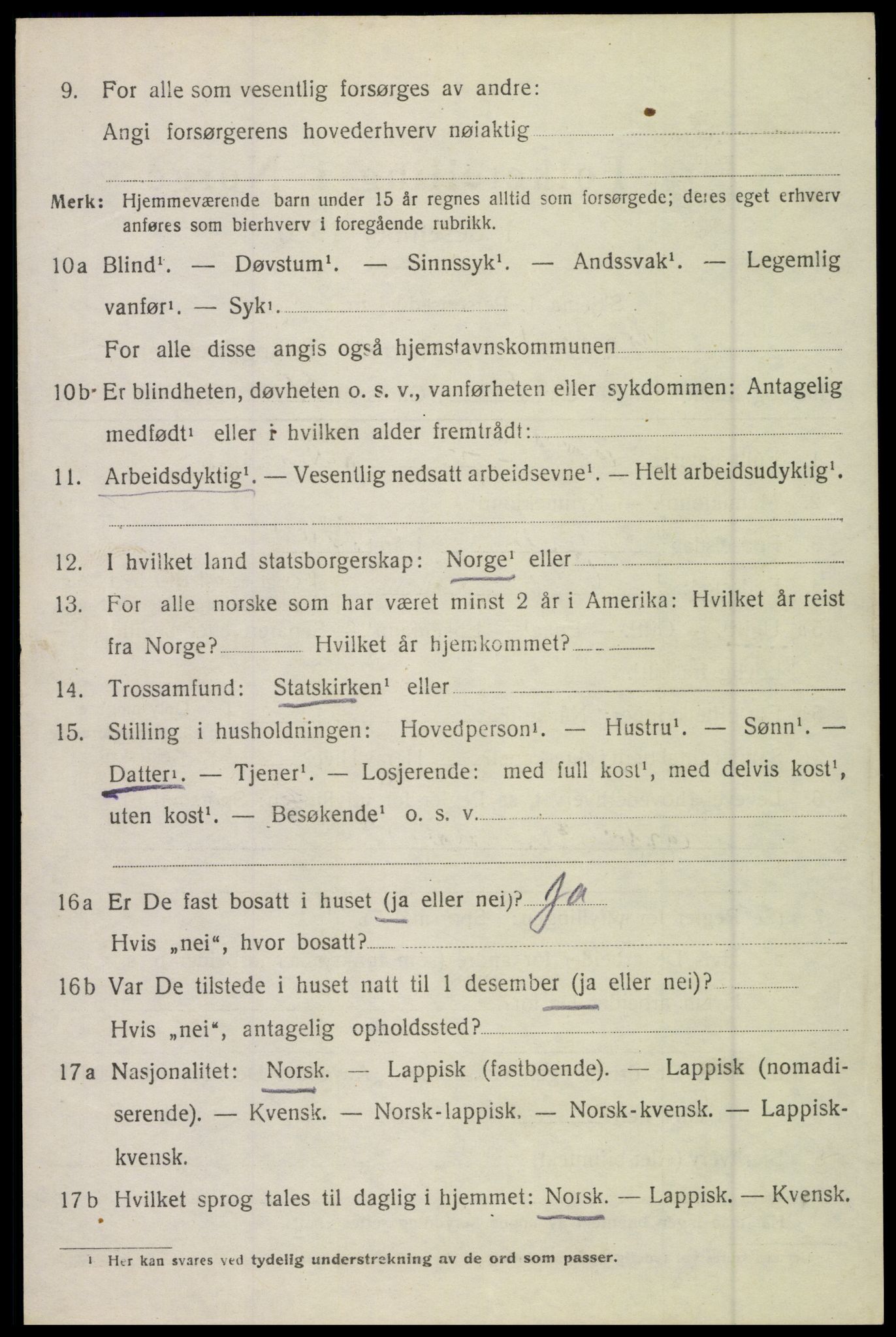 SAT, 1920 census for Hadsel, 1920, p. 9087