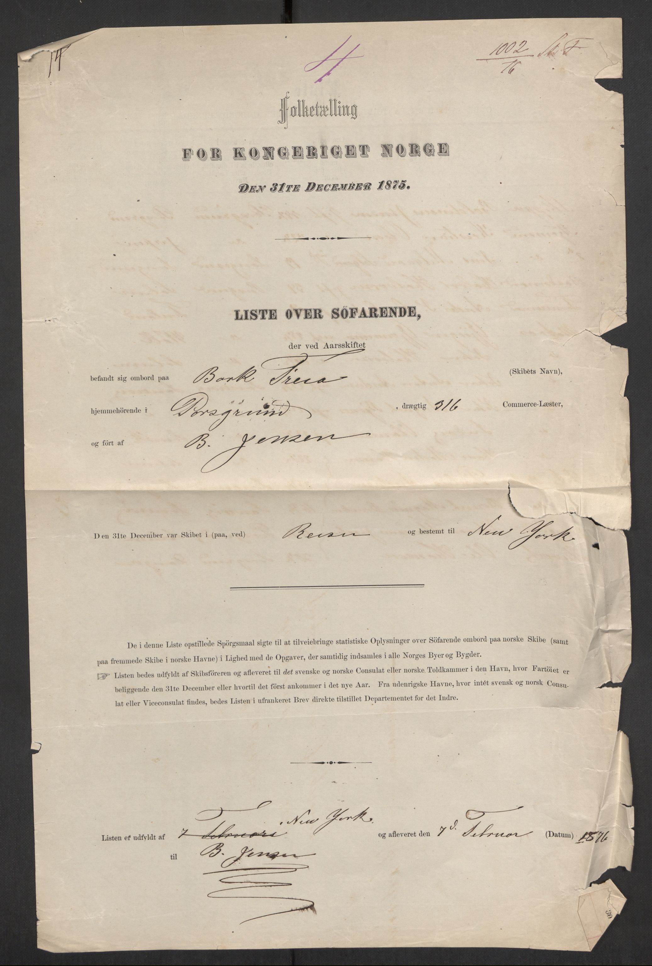 RA, 1875 census, lists of crew on ships: Ships in ports abroad, 1875, p. 803