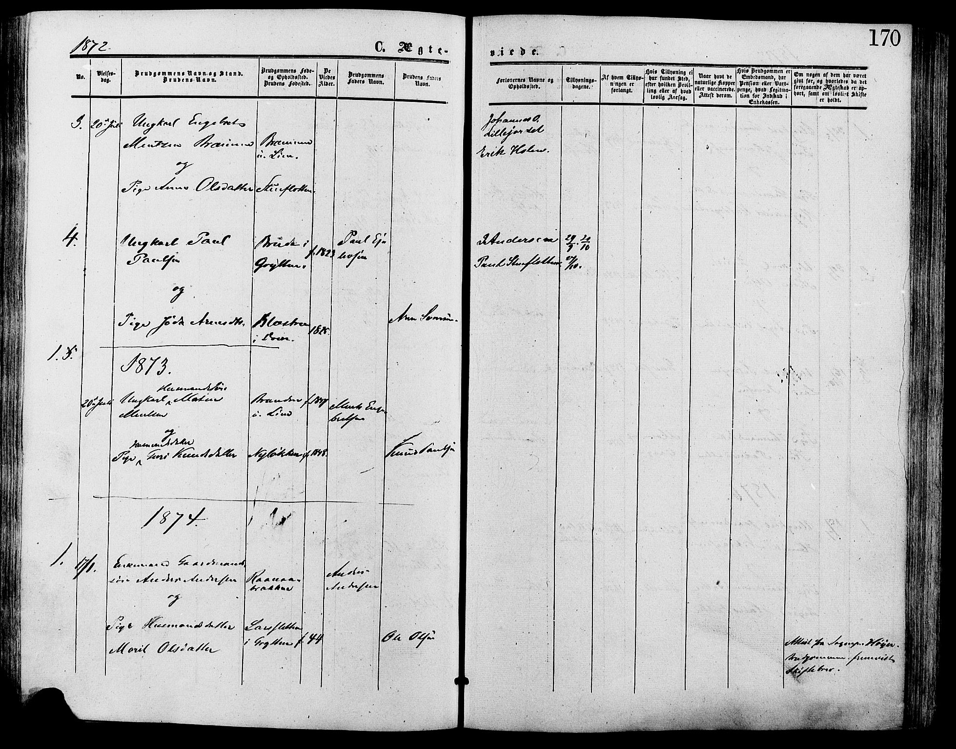 Lesja prestekontor, SAH/PREST-068/H/Ha/Haa/L0009: Parish register (official) no. 9, 1854-1889, p. 170