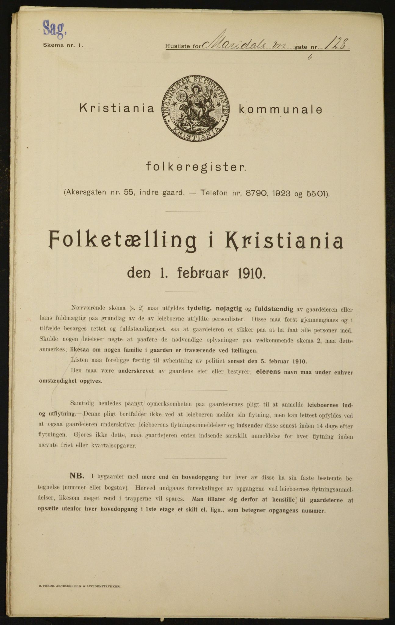 OBA, Municipal Census 1910 for Kristiania, 1910, p. 60025