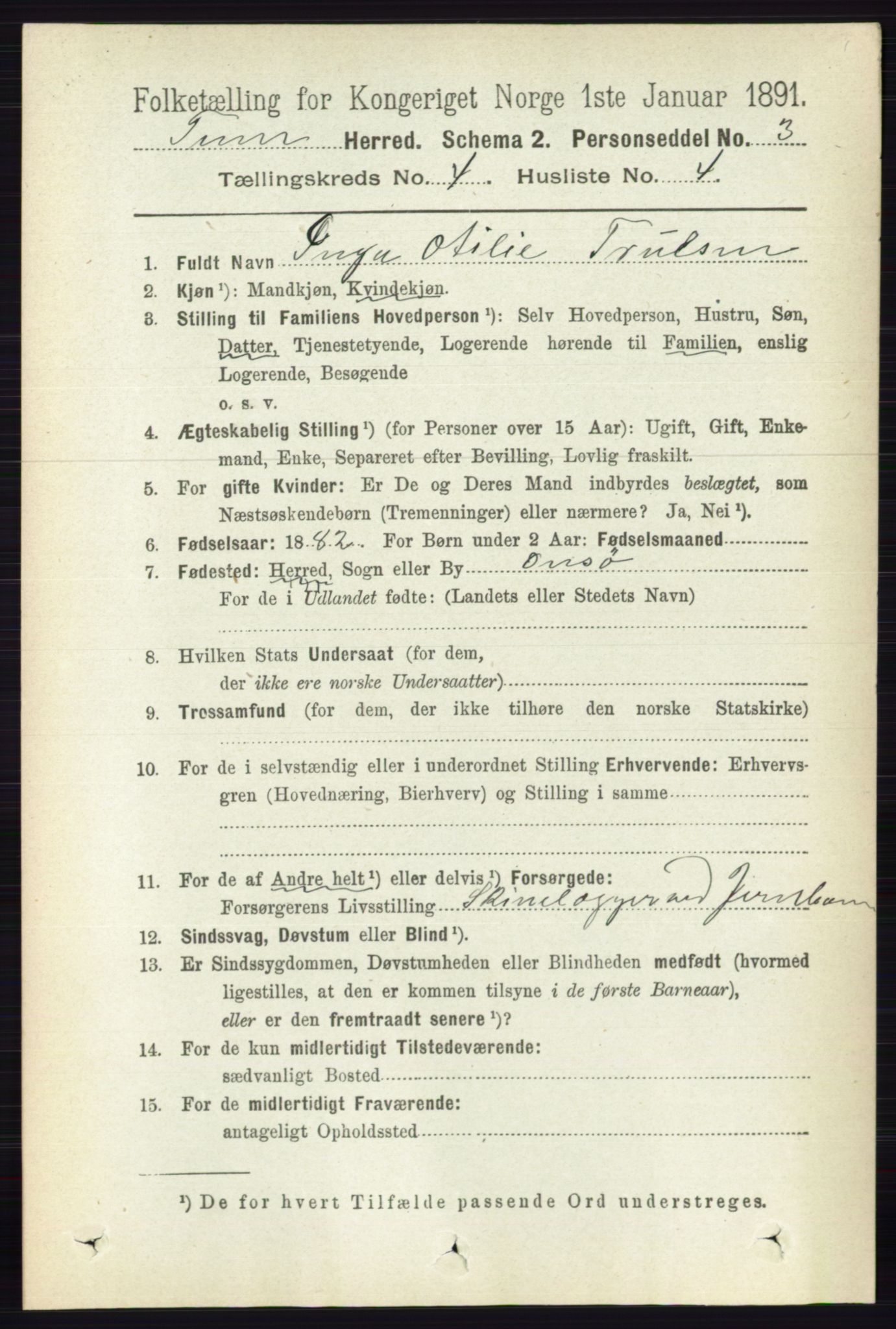 RA, 1891 census for 0130 Tune, 1891, p. 2218