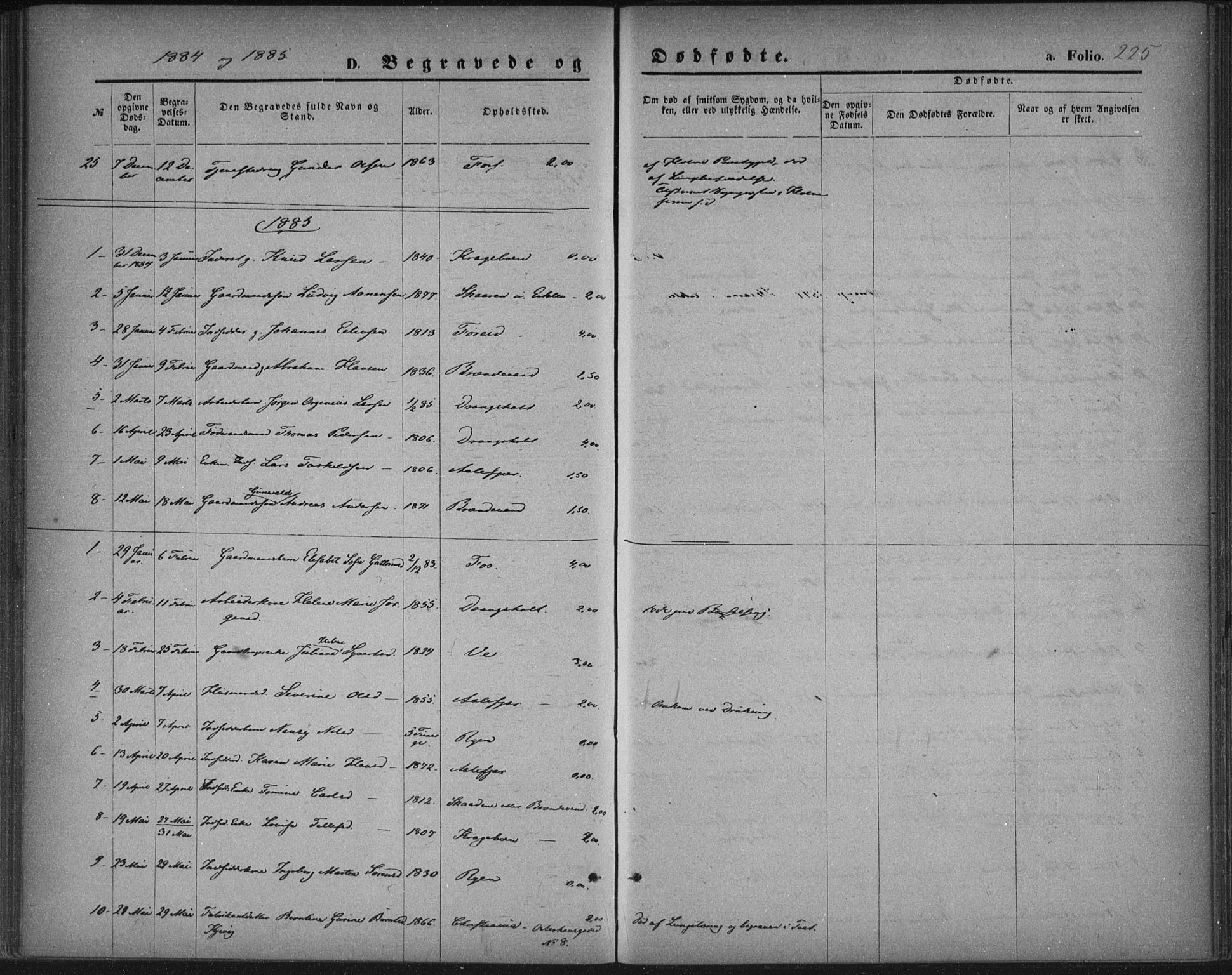 Tveit sokneprestkontor, SAK/1111-0043/F/Fa/L0006: Parish register (official) no. A 6, 1872-1886, p. 225