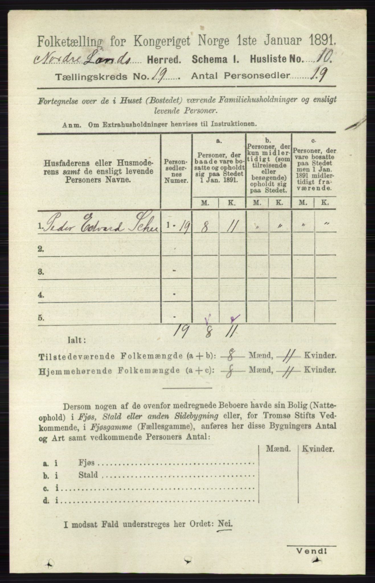 RA, 1891 census for 0538 Nordre Land, 1891, p. 4603