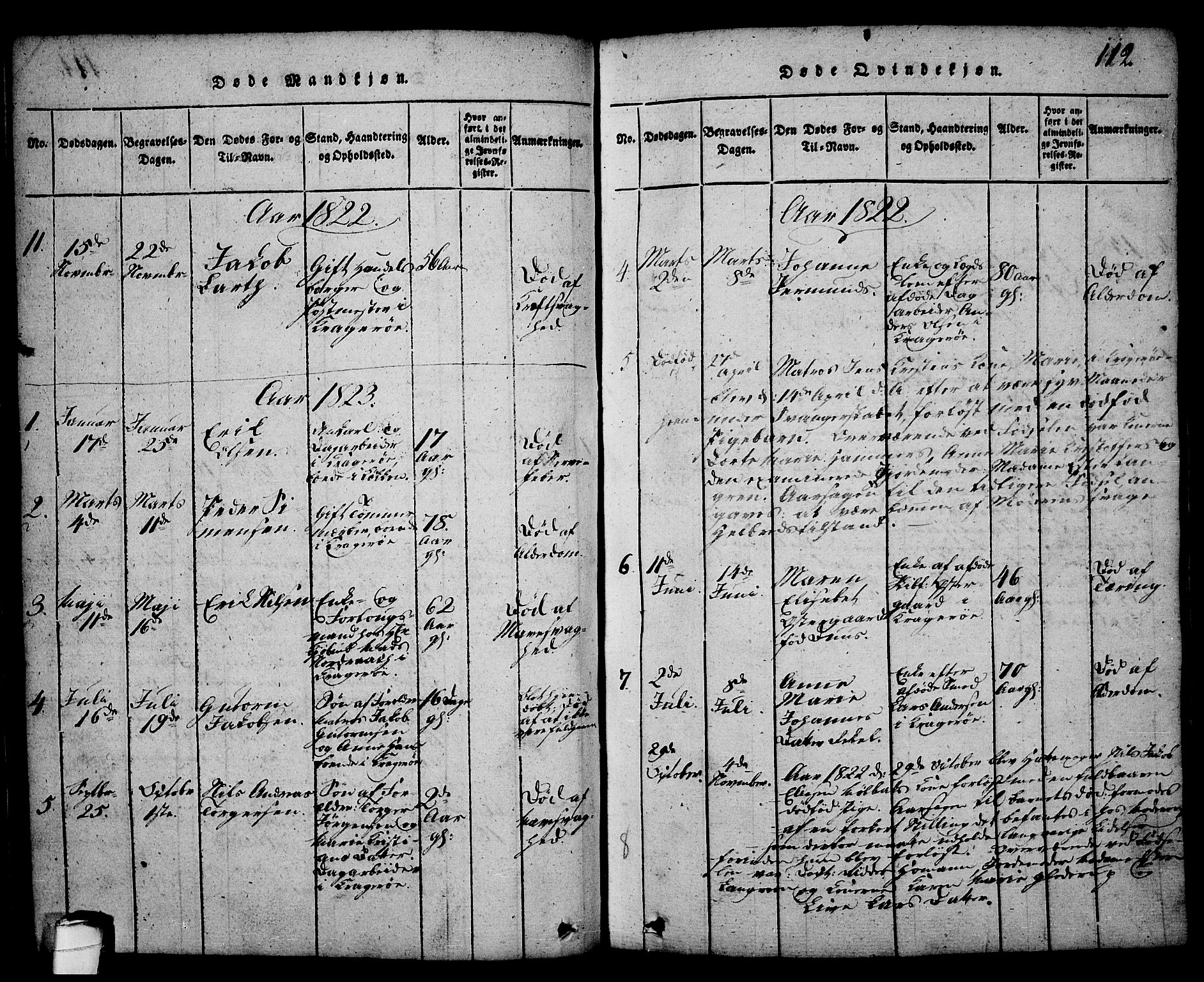 Kragerø kirkebøker, SAKO/A-278/G/Ga/L0002: Parish register (copy) no. 2, 1814-1831, p. 112