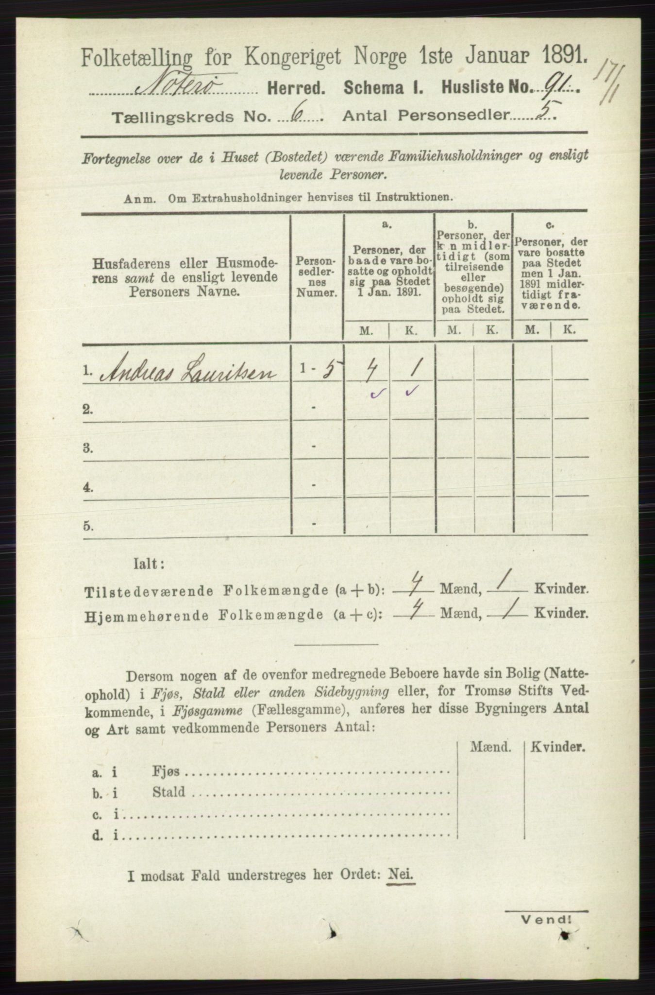 RA, 1891 census for 0722 Nøtterøy, 1891, p. 2840