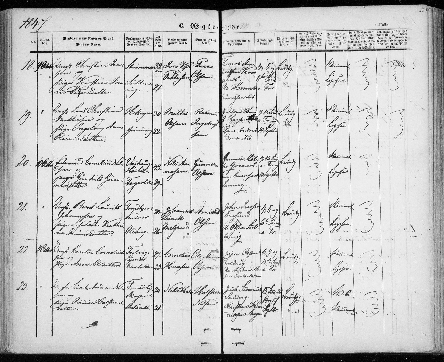 Lenvik sokneprestembete, SATØ/S-1310/H/Ha/Haa/L0006kirke: Parish register (official) no. 6, 1845-1854, p. 224