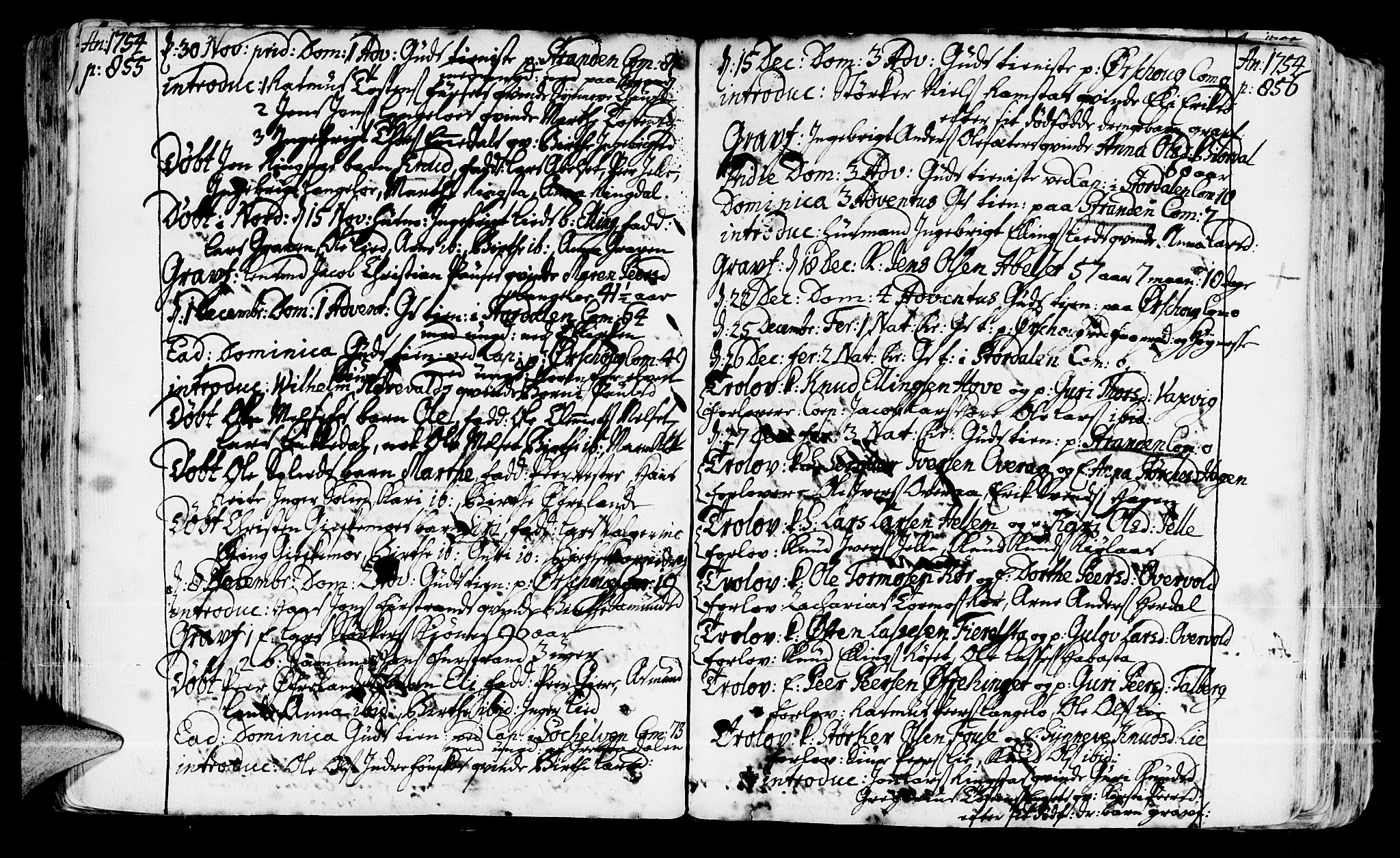 Ministerialprotokoller, klokkerbøker og fødselsregistre - Møre og Romsdal, AV/SAT-A-1454/522/L0307: Parish register (official) no. 522A02, 1743-1773, p. 855-856