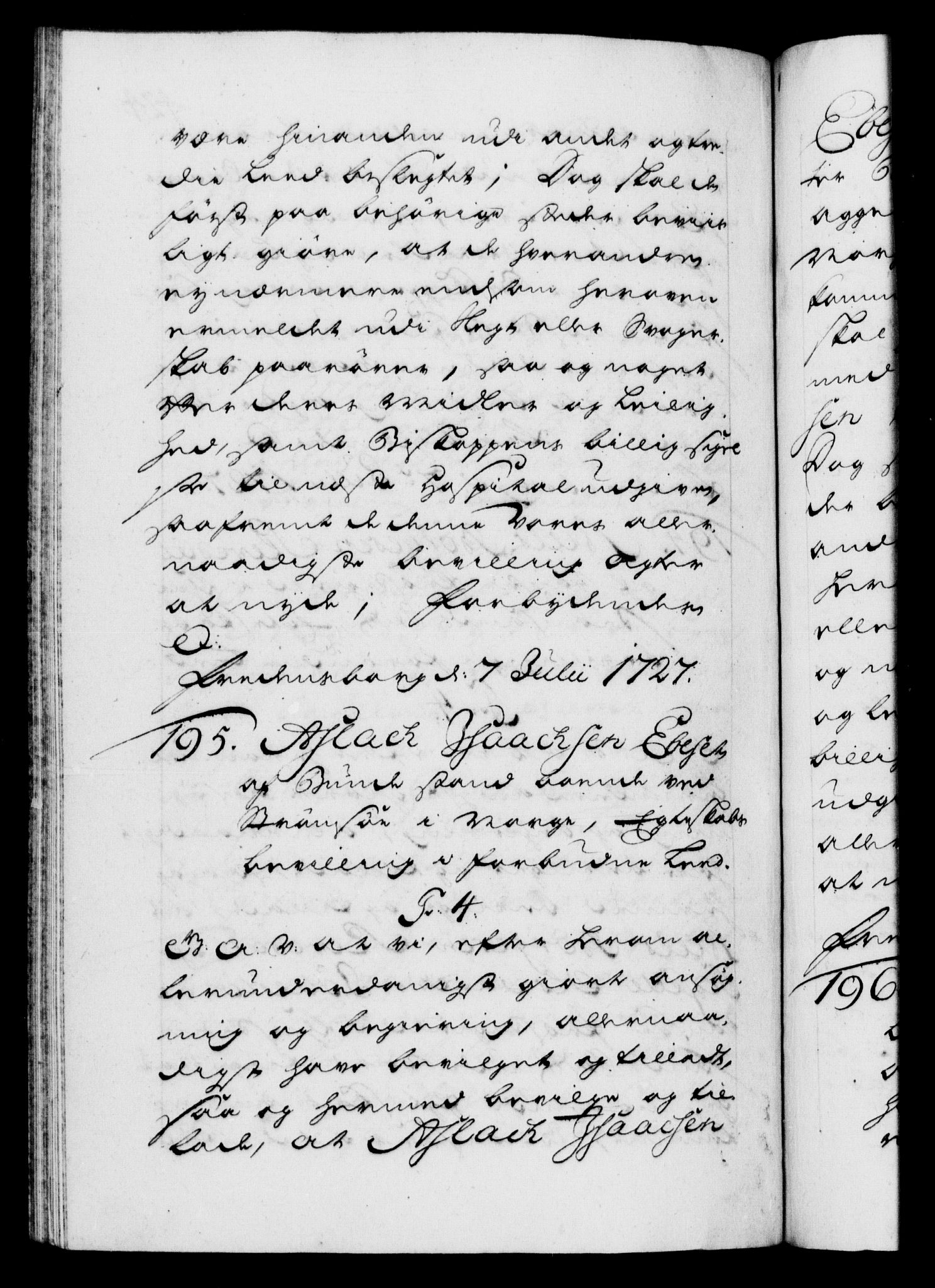 Danske Kanselli 1572-1799, AV/RA-EA-3023/F/Fc/Fca/Fcaa/L0025: Norske registre, 1726-1728, p. 424b