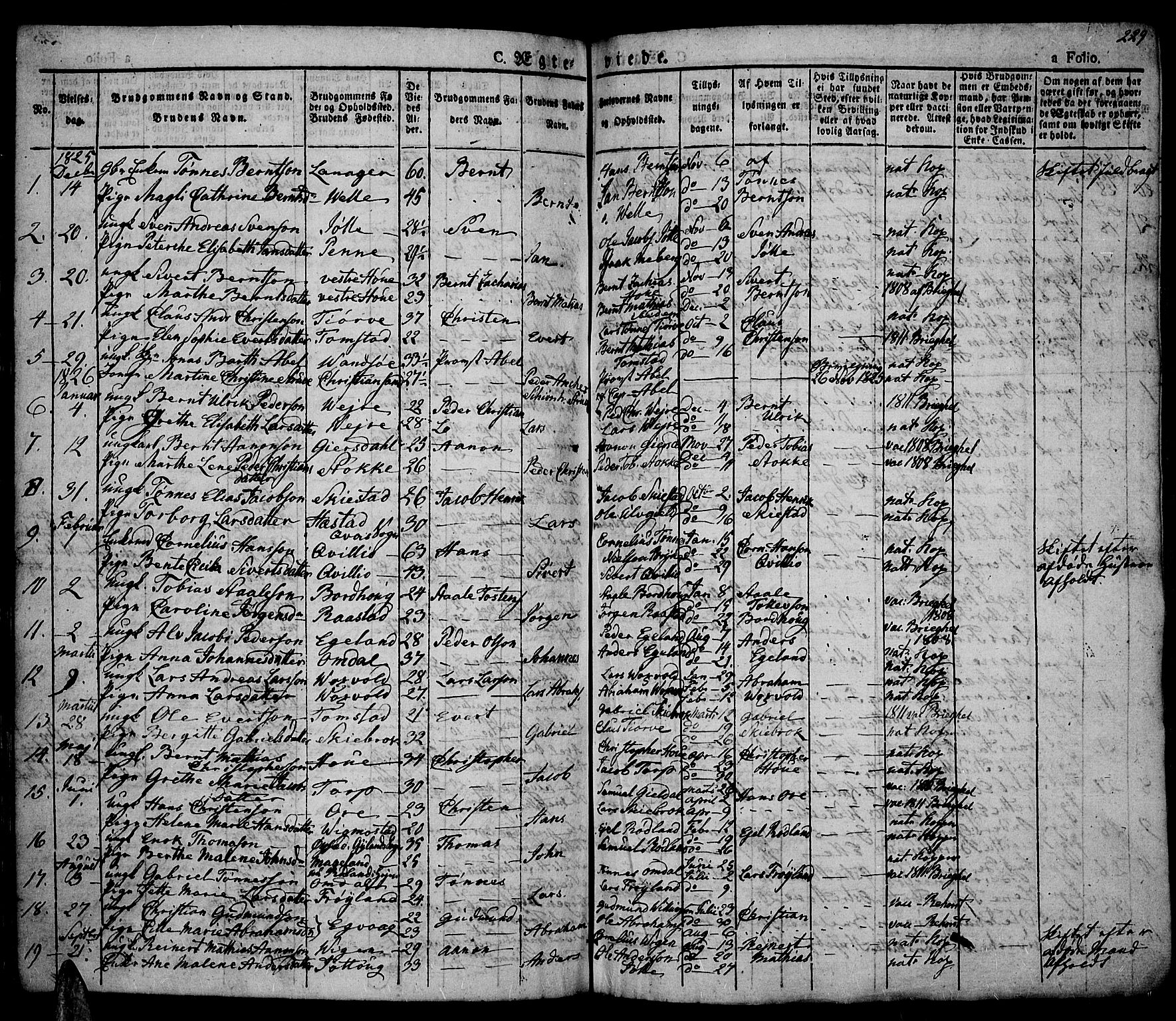 Lista sokneprestkontor, AV/SAK-1111-0027/F/Fa/L0008: Parish register (official) no. A 8, 1823-1835, p. 229