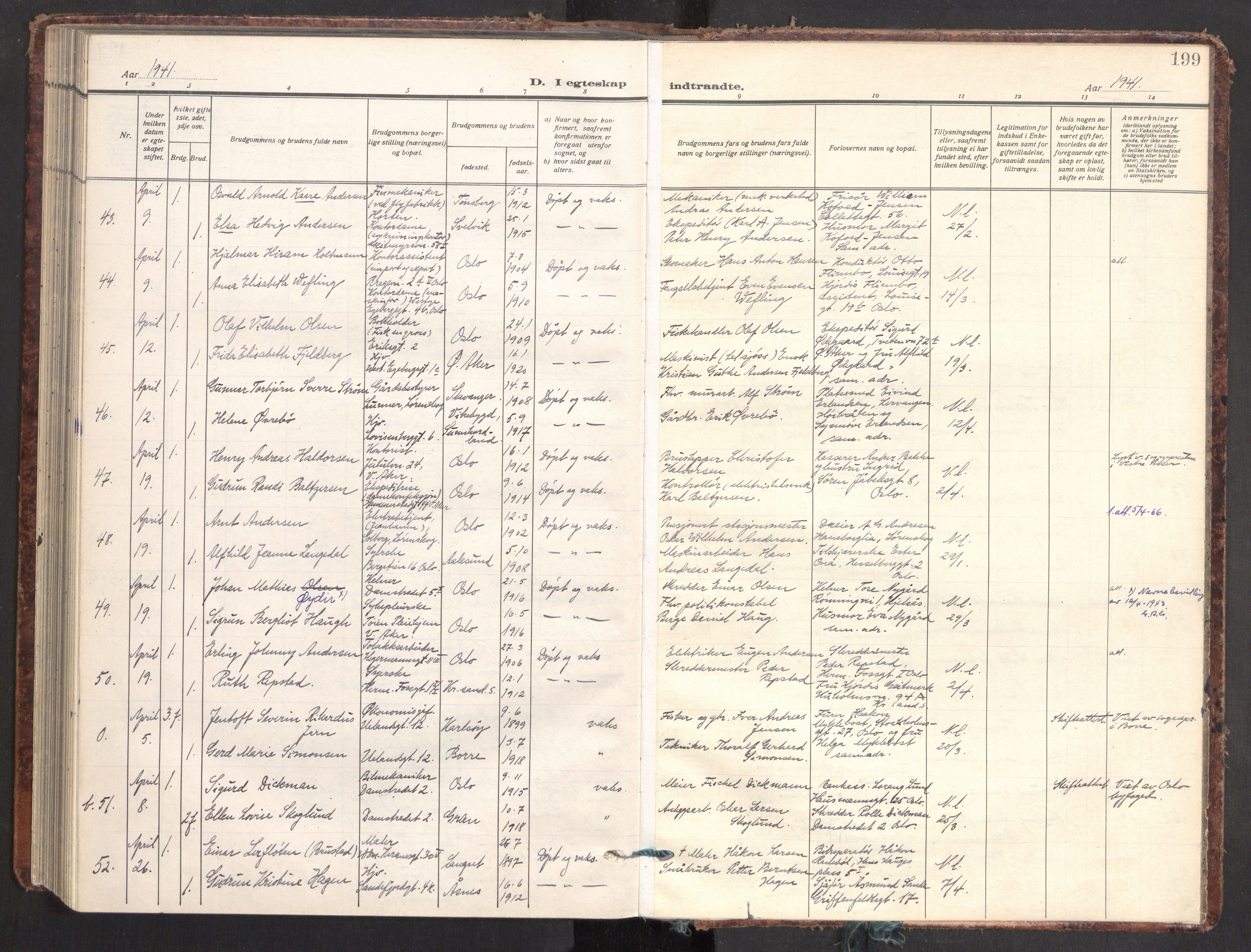 Gamle Aker prestekontor Kirkebøker, SAO/A-10617a/F/L0021: Parish register (official) no. 21, 1932-1941, p. 199