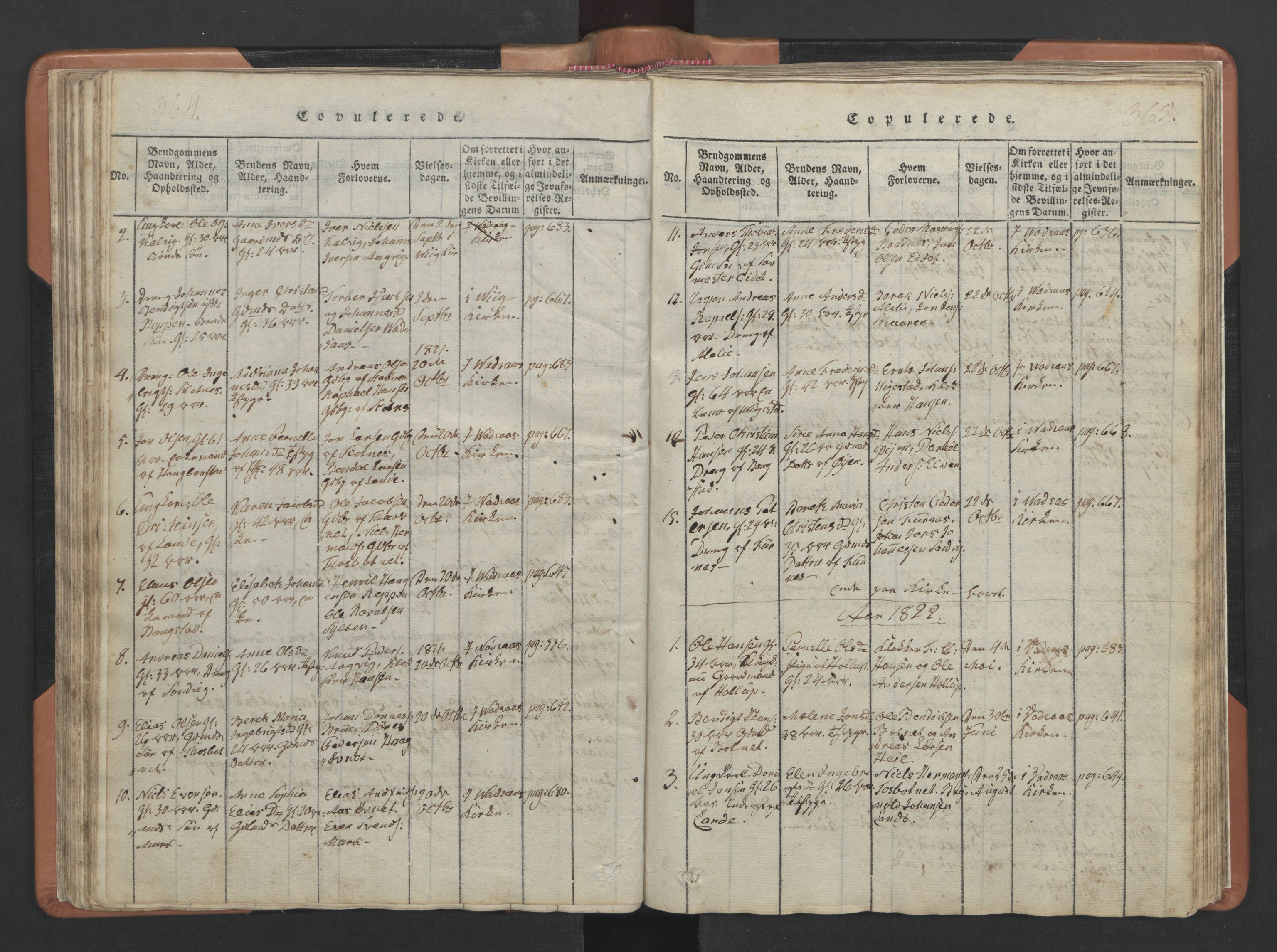 Ministerialprotokoller, klokkerbøker og fødselsregistre - Nordland, SAT/A-1459/810/L0157: Parish register (copy) no. 810C01, 1819-1842, p. 364-365