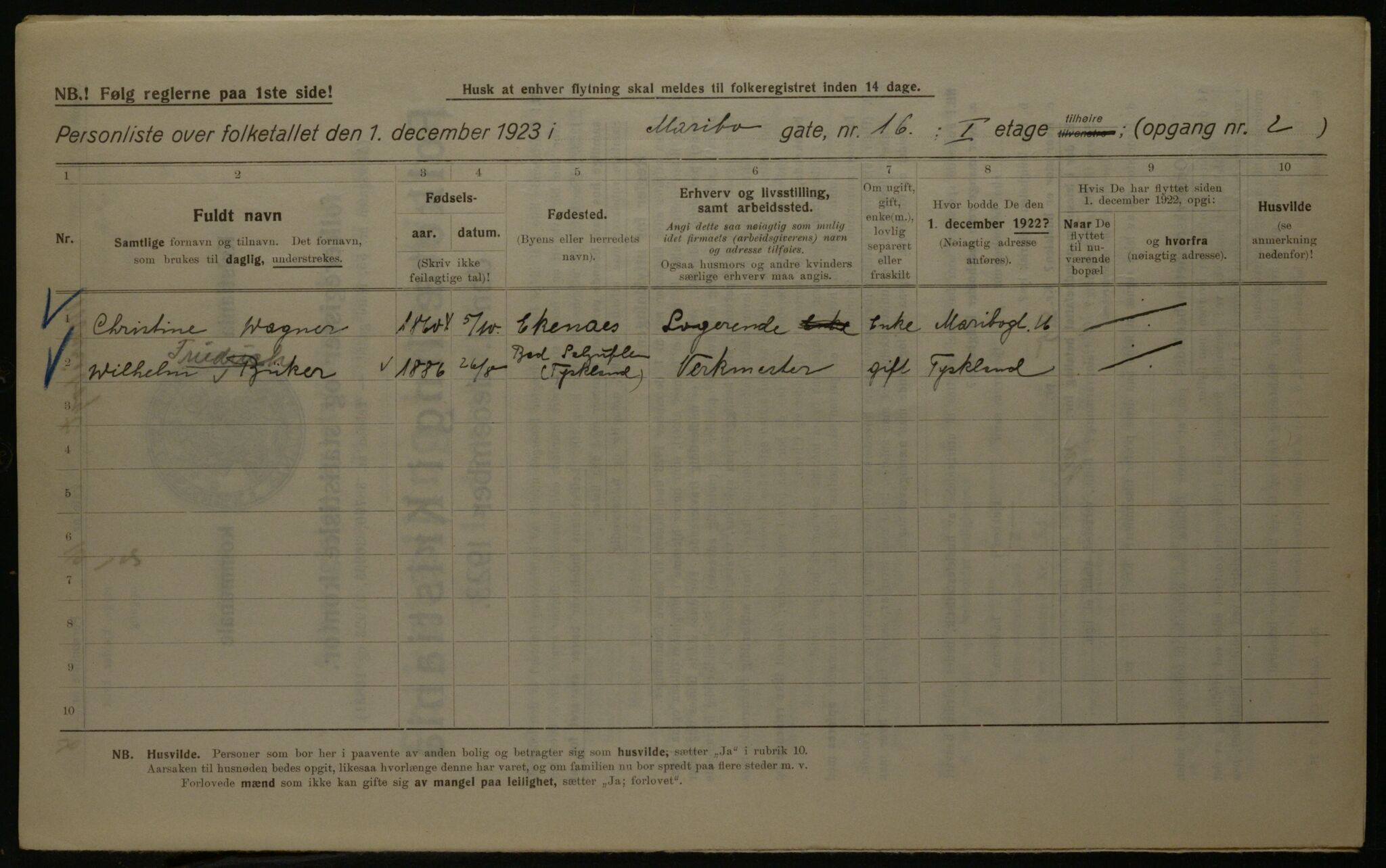 OBA, Municipal Census 1923 for Kristiania, 1923, p. 67417