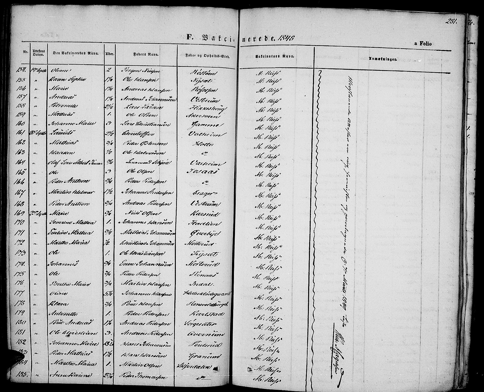 Vestre Toten prestekontor, SAH/PREST-108/H/Ha/Haa/L0004: Parish register (official) no. 4, 1844-1849, p. 281