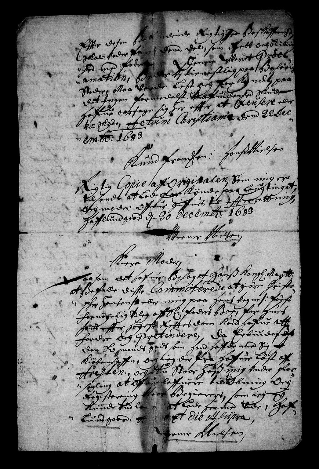 Stattholderembetet 1572-1771, RA/EA-2870/Af/L0001: Avskrifter av vedlegg til originale supplikker, nummerert i samsvar med supplikkbøkene, 1683-1687, p. 118