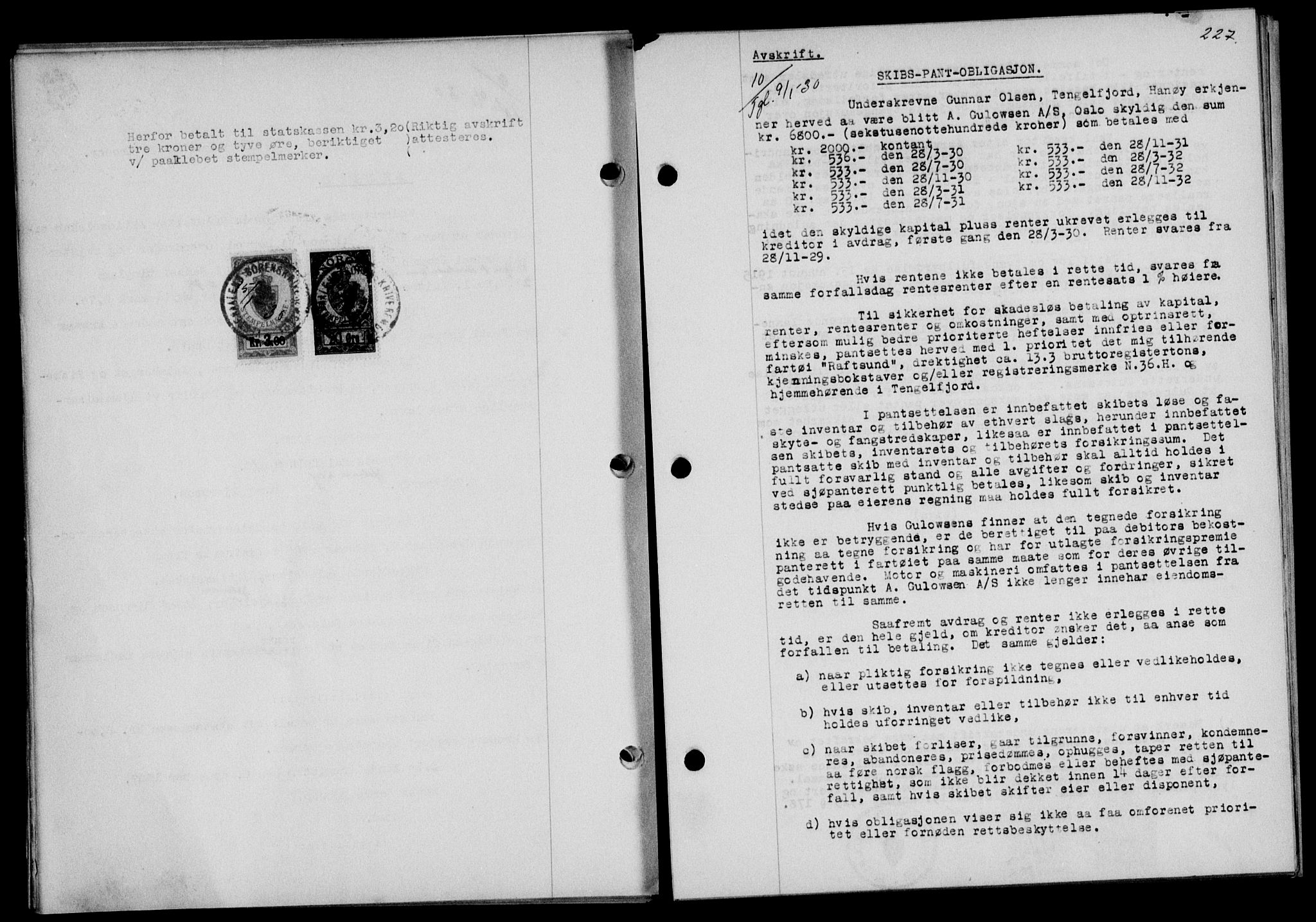 Vesterålen sorenskriveri, SAT/A-4180/1/2/2Ca/L0050: Mortgage book no. 43, 1929-1930, Deed date: 09.01.1930