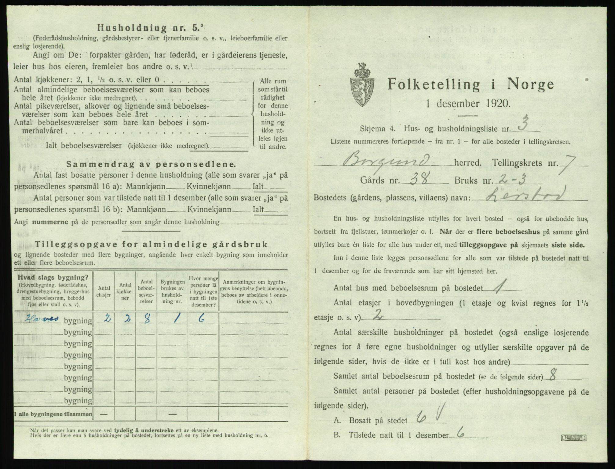 SAT, 1920 census for Borgund, 1920, p. 694