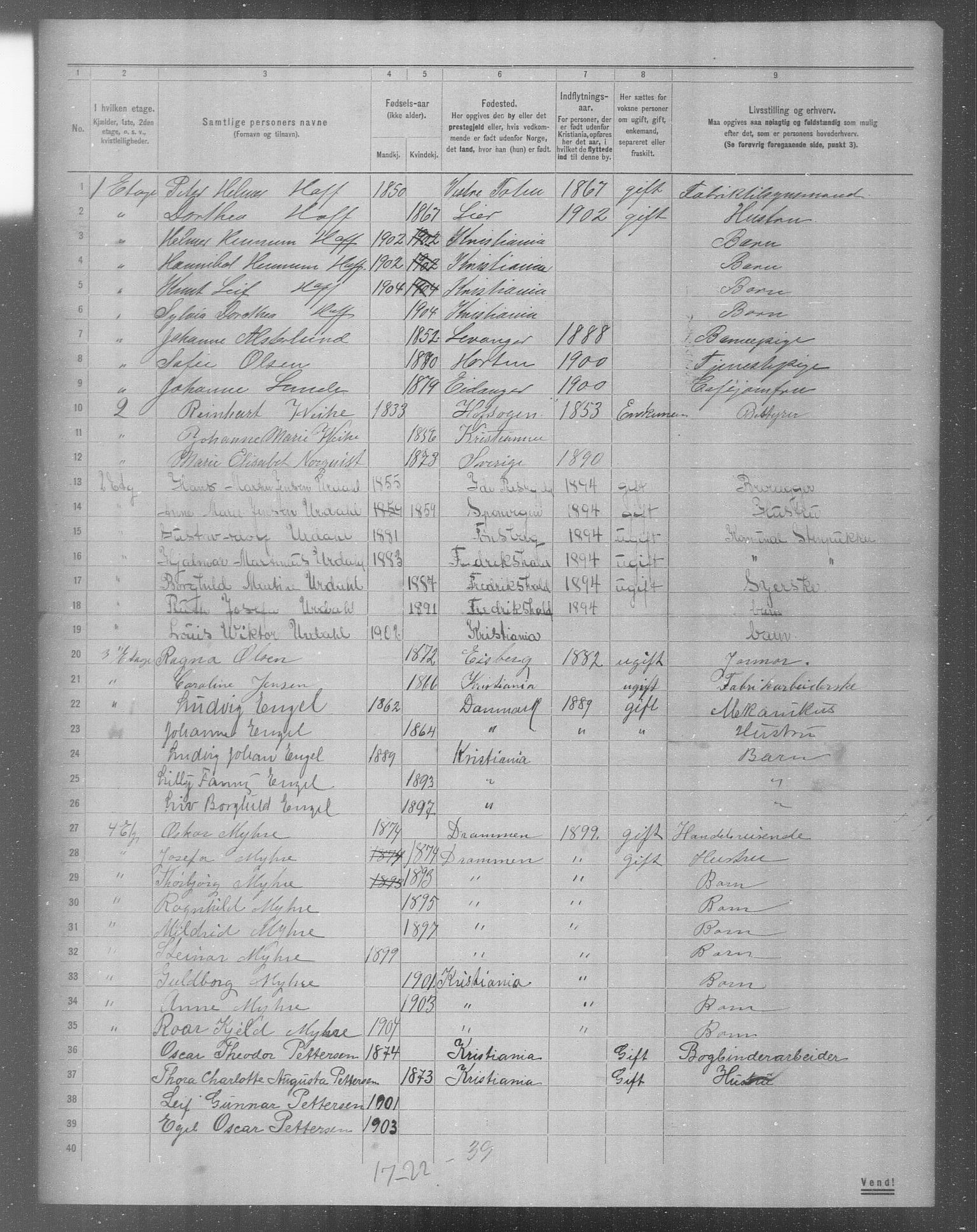 OBA, Municipal Census 1904 for Kristiania, 1904, p. 9548