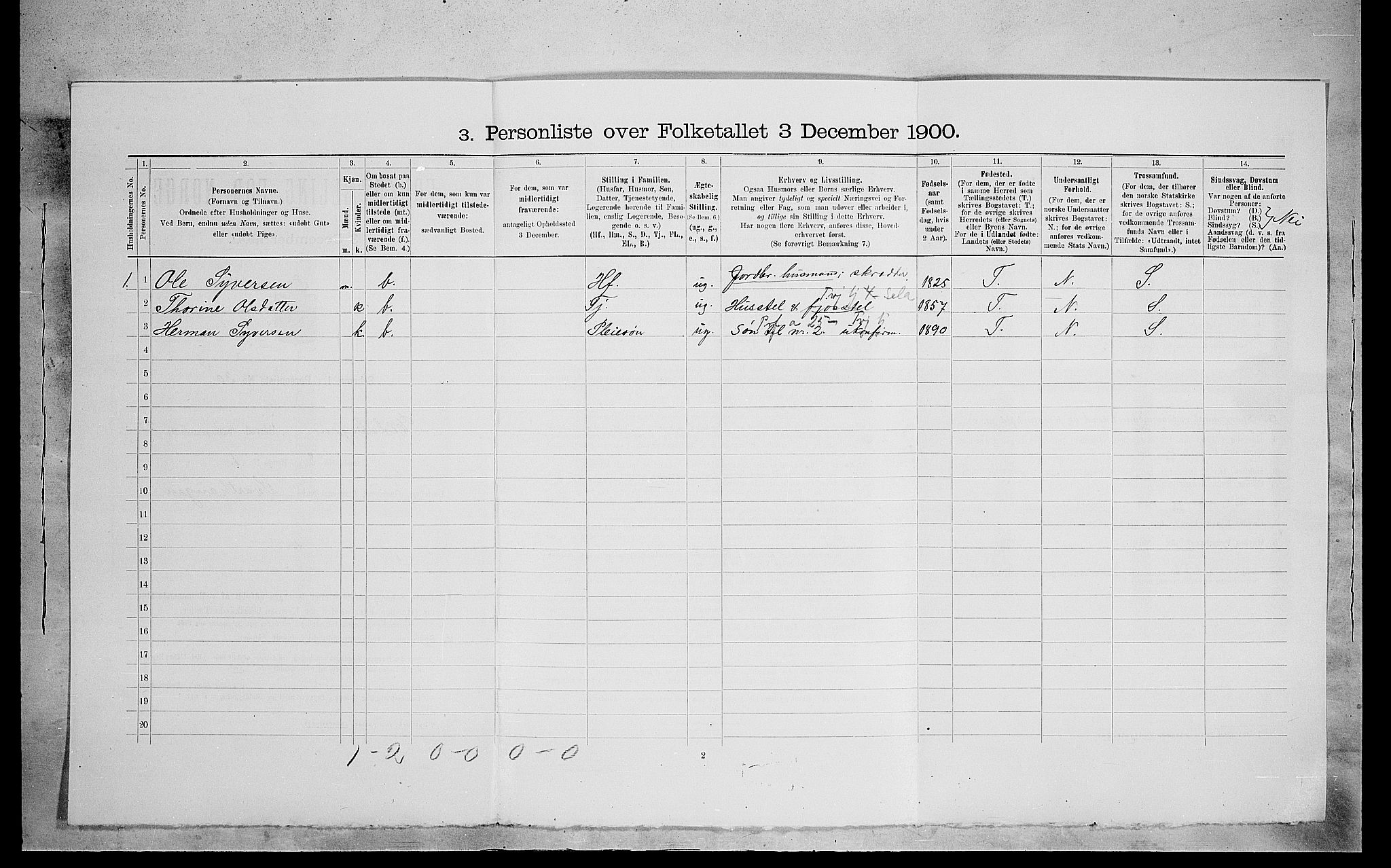 SAH, 1900 census for Eidskog, 1900, p. 306