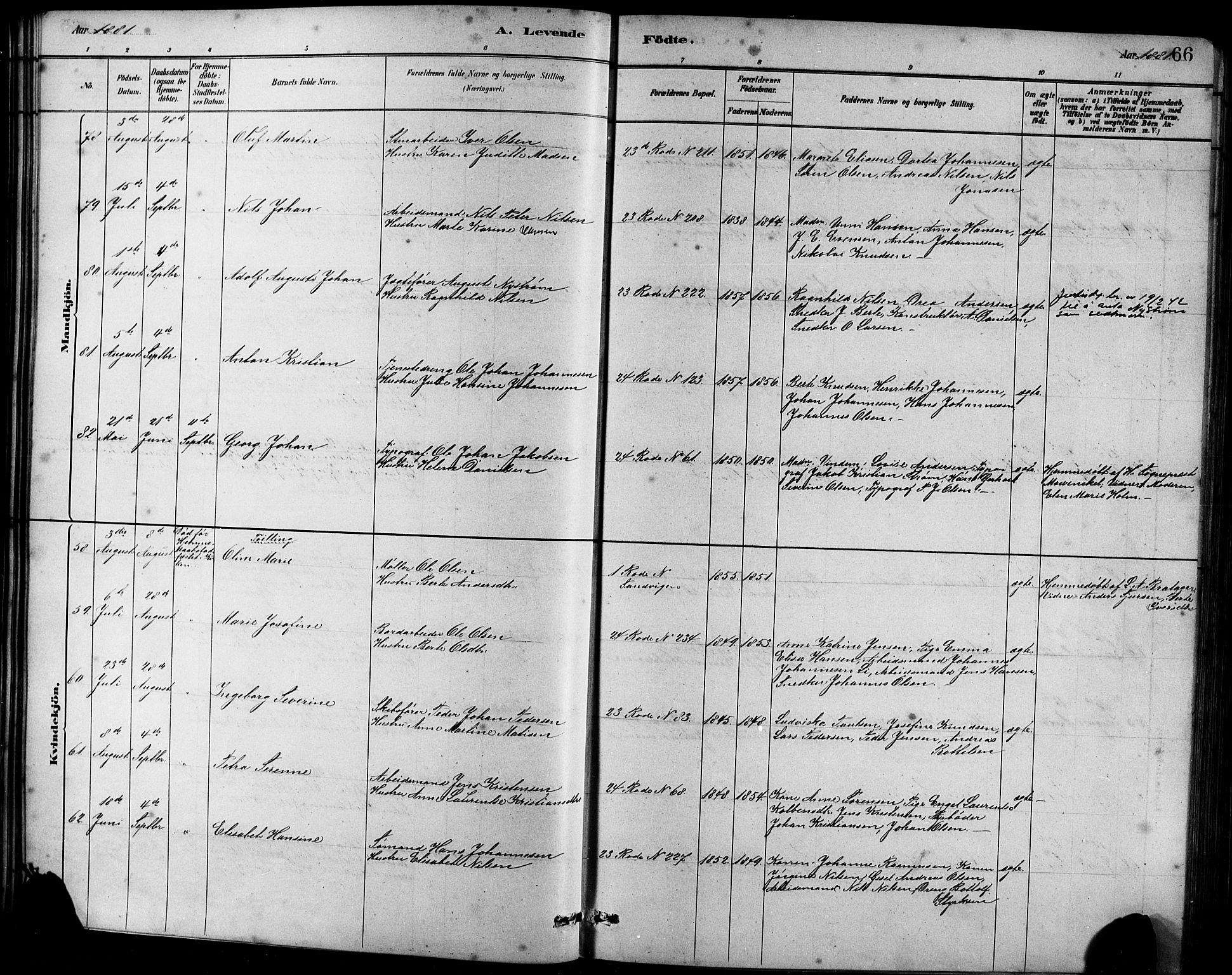 Sandviken Sokneprestembete, AV/SAB-A-77601/H/Hb/L0001: Parish register (copy) no. A 2, 1879-1892, p. 66