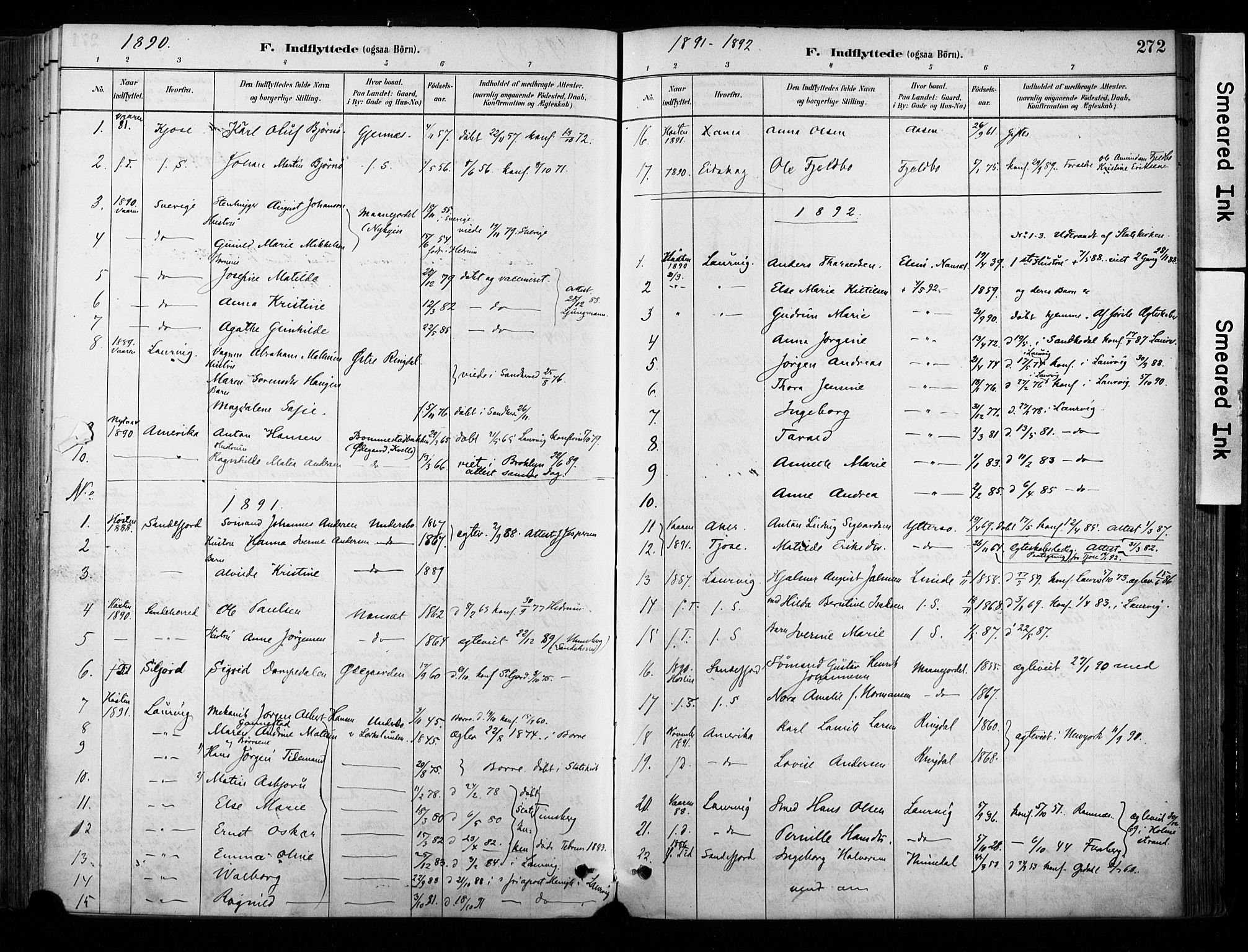 Hedrum kirkebøker, AV/SAKO-A-344/F/Fa/L0009: Parish register (official) no. I 9, 1881-1903, p. 272