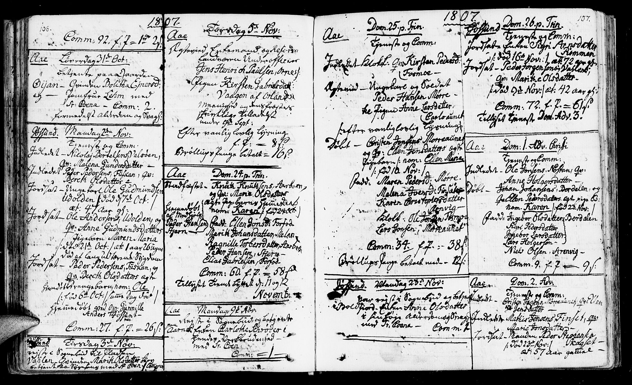 Ministerialprotokoller, klokkerbøker og fødselsregistre - Sør-Trøndelag, SAT/A-1456/655/L0674: Parish register (official) no. 655A03, 1802-1826, p. 106-107