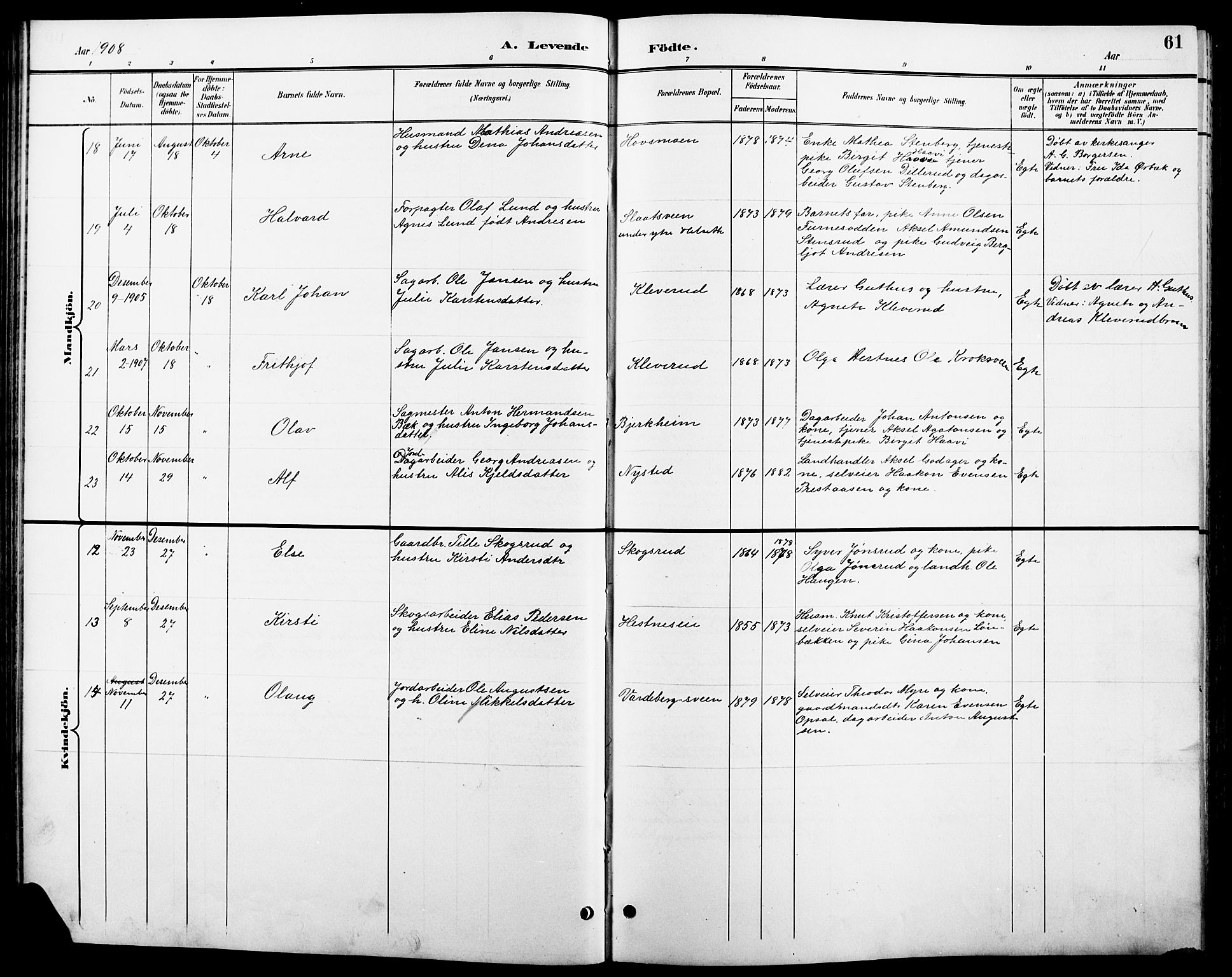 Stange prestekontor, AV/SAH-PREST-002/L/L0011: Parish register (copy) no. 11, 1895-1917, p. 61