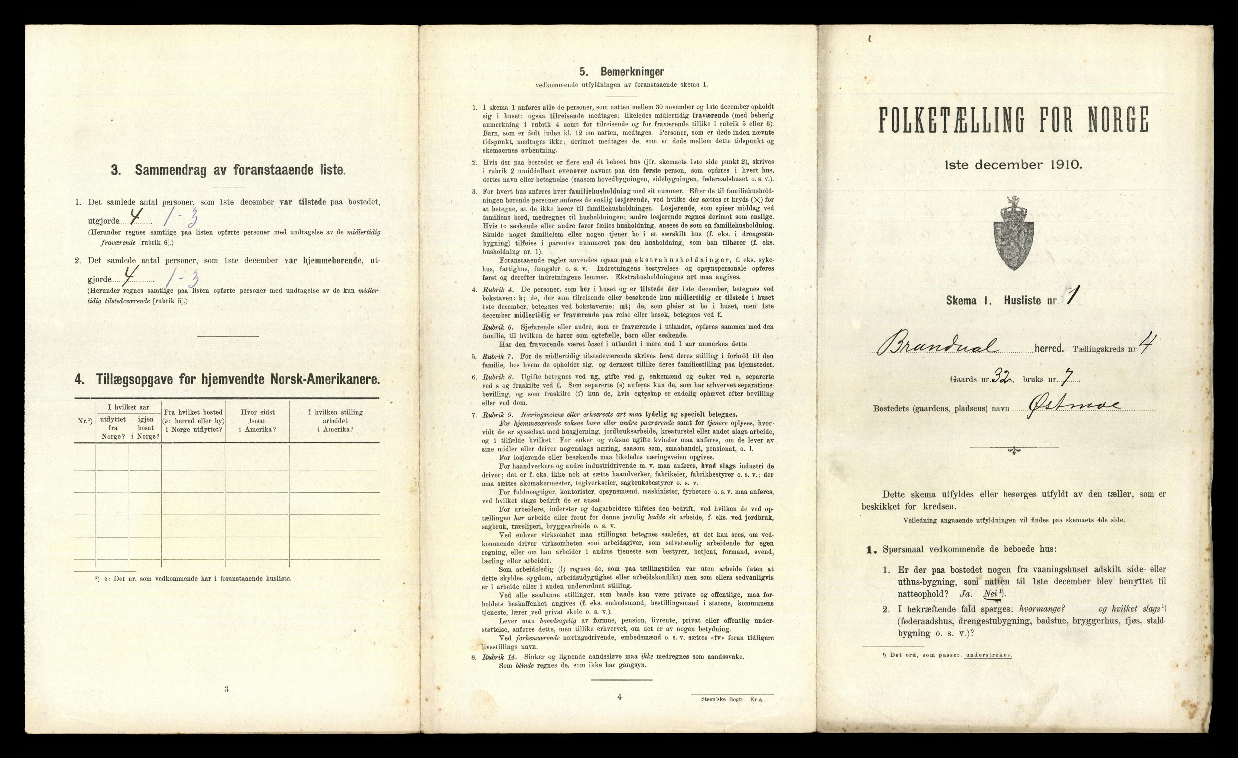 RA, 1910 census for Brandval, 1910, p. 459