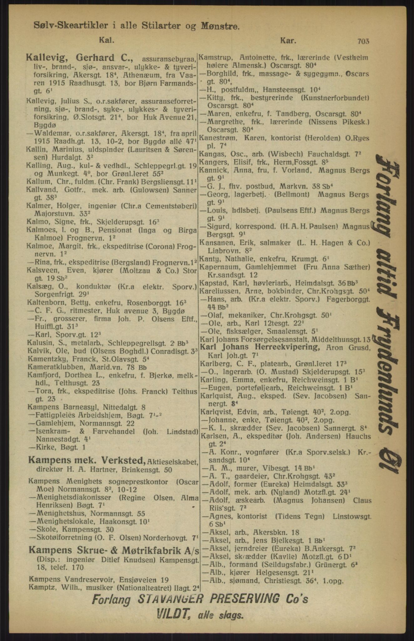Kristiania/Oslo adressebok, PUBL/-, 1915, p. 703