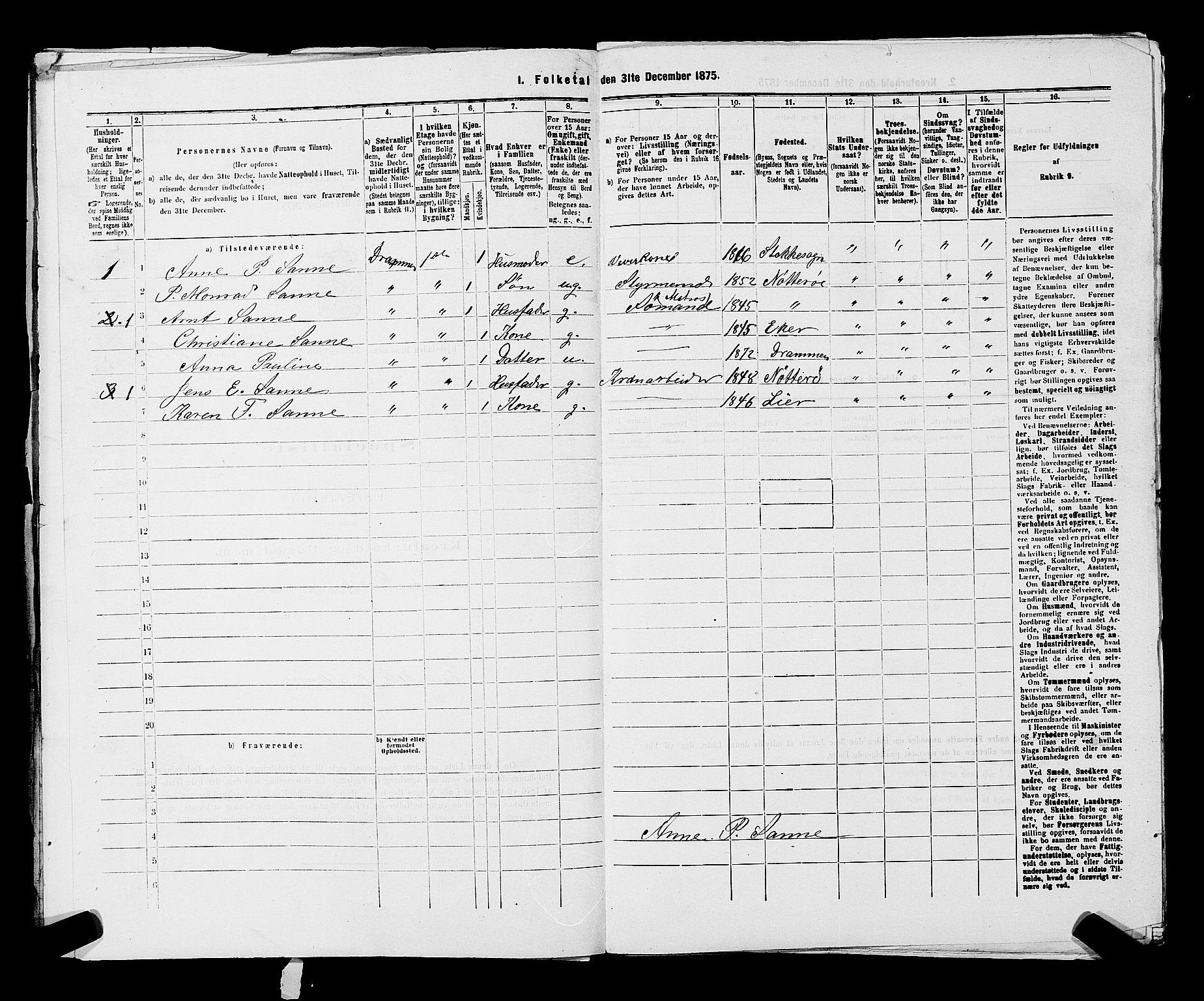 SAKO, 1875 census for 0602 Drammen, 1875, p. 3387