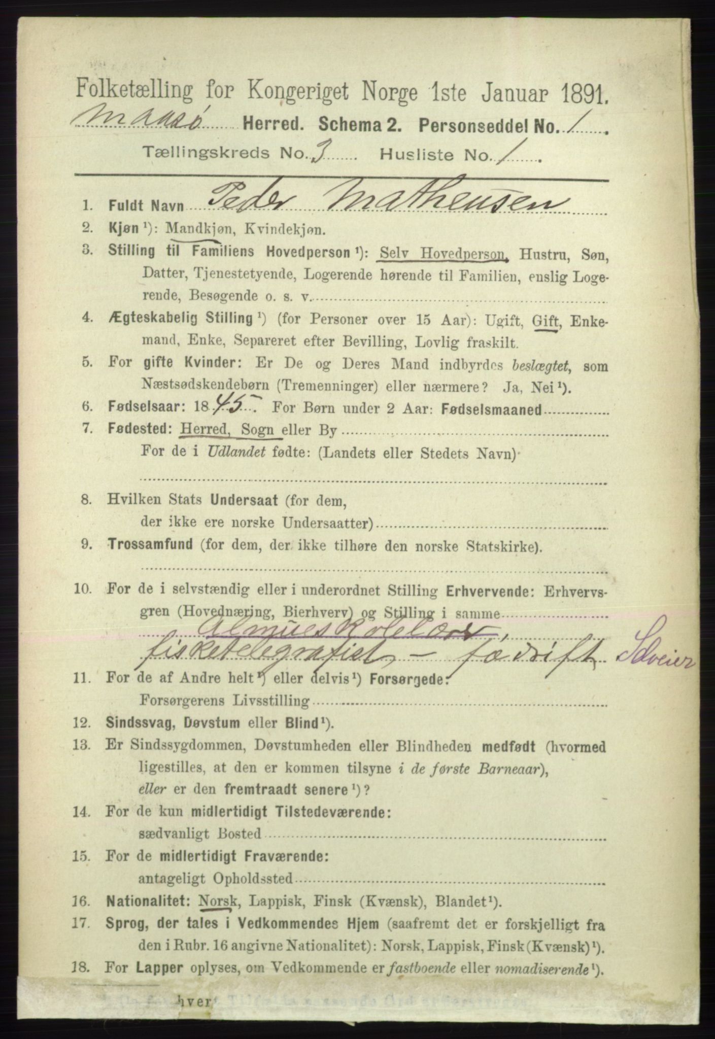 RA, 1891 census for 2018 Måsøy, 1891, p. 384