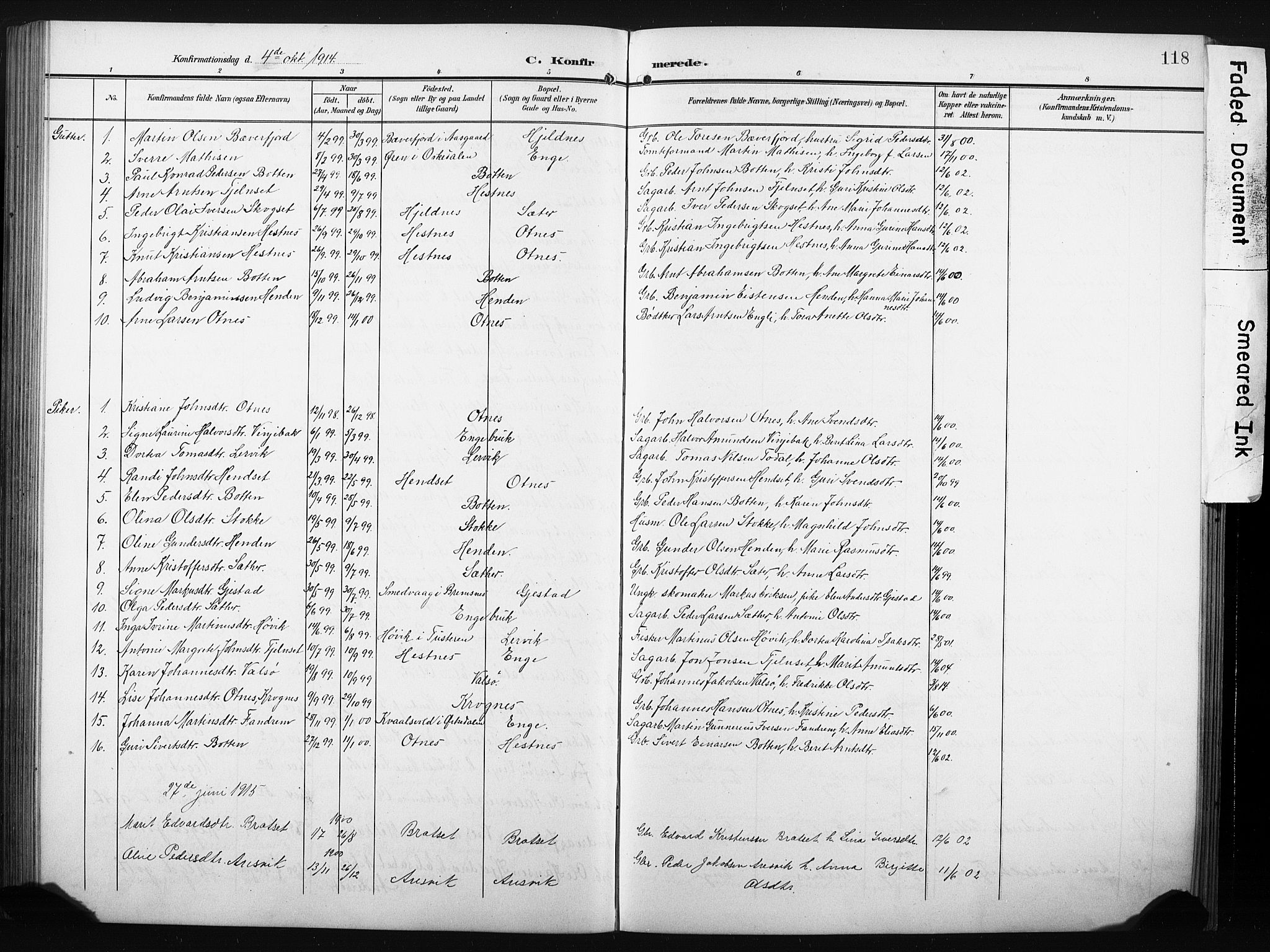 Ministerialprotokoller, klokkerbøker og fødselsregistre - Møre og Romsdal, AV/SAT-A-1454/580/L0927: Parish register (copy) no. 580C02, 1904-1932, p. 118