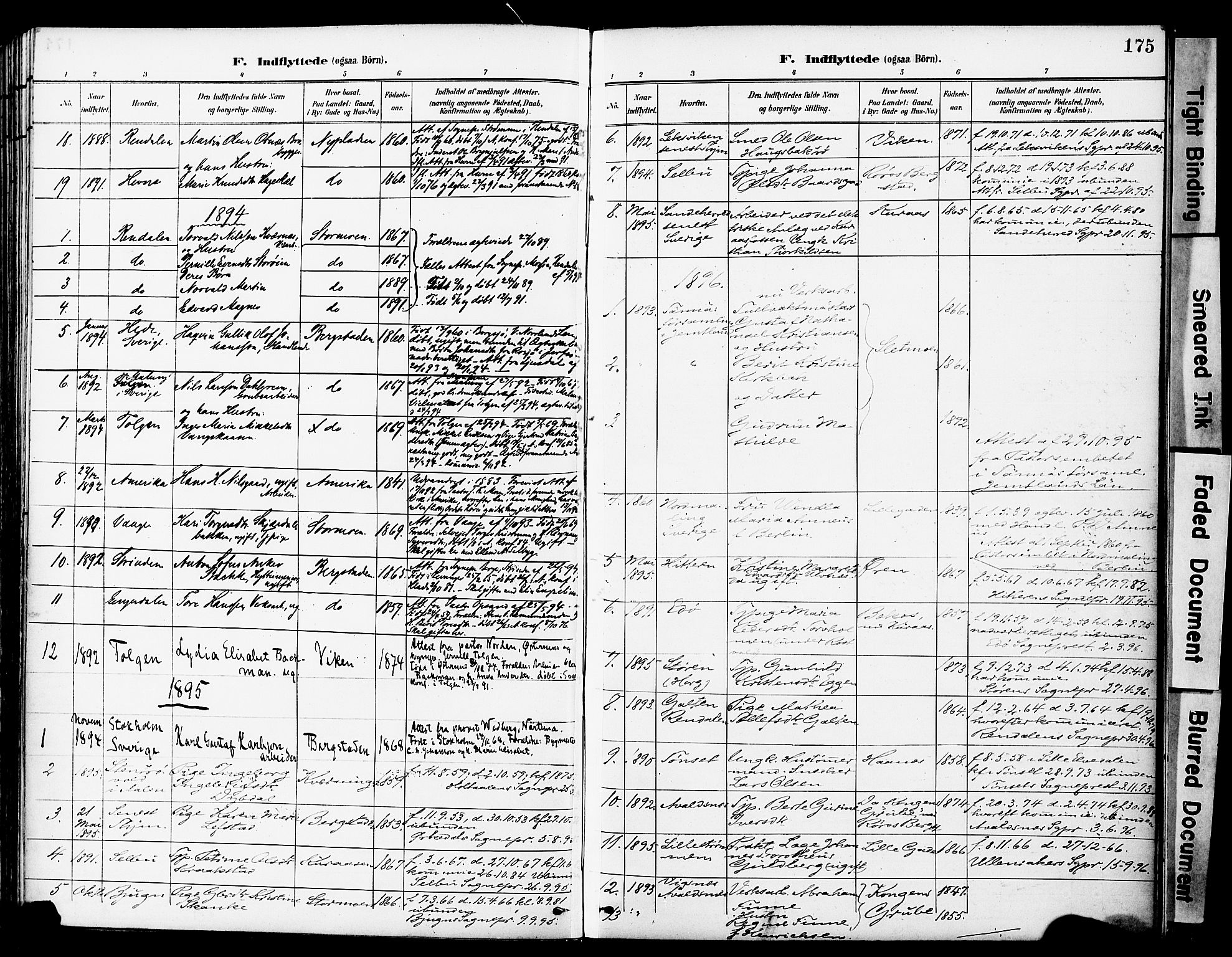 Ministerialprotokoller, klokkerbøker og fødselsregistre - Sør-Trøndelag, AV/SAT-A-1456/681/L0935: Parish register (official) no. 681A13, 1890-1898, p. 175