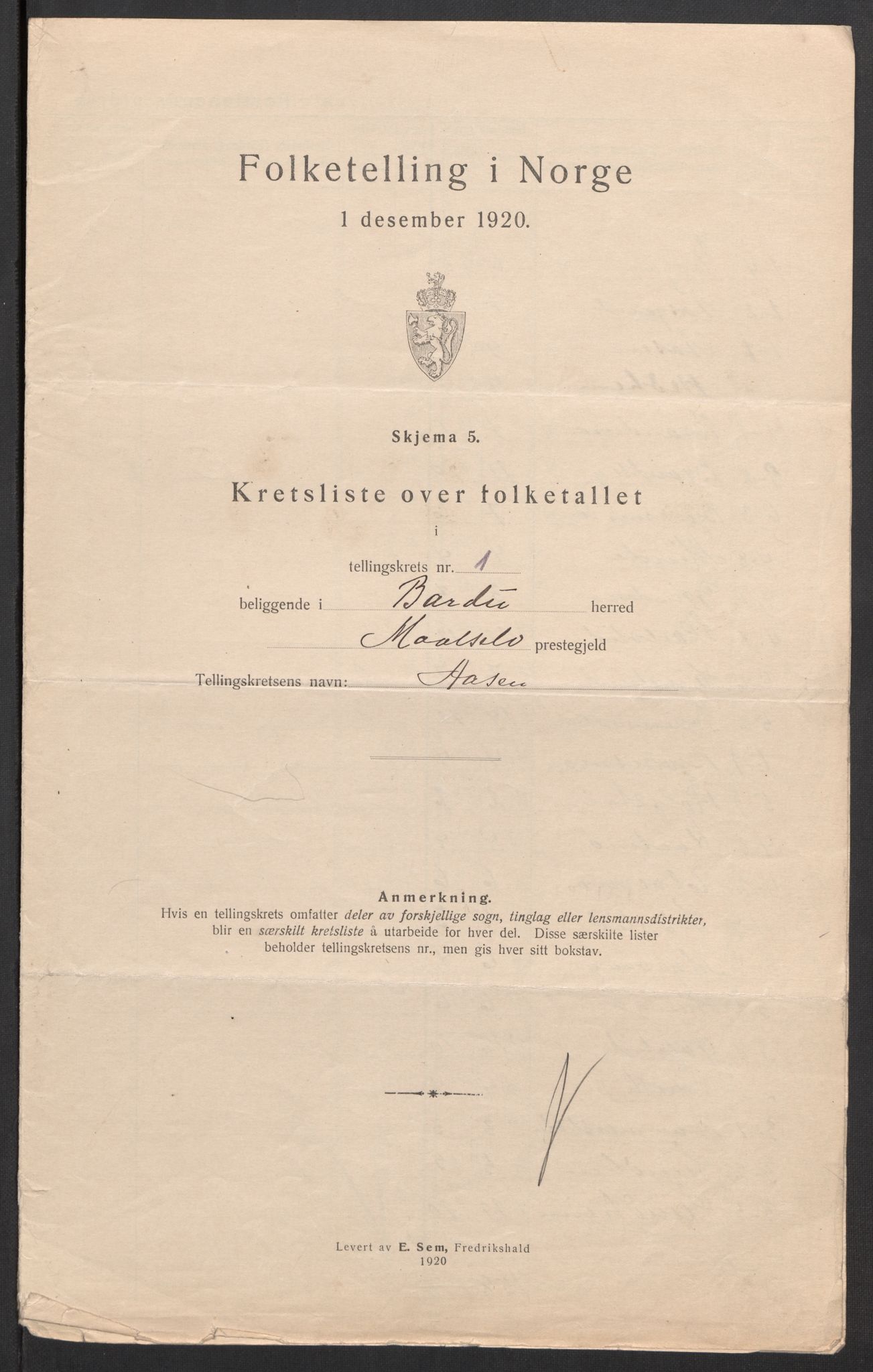 SATØ, 1920 census for Bardu, 1920, p. 14